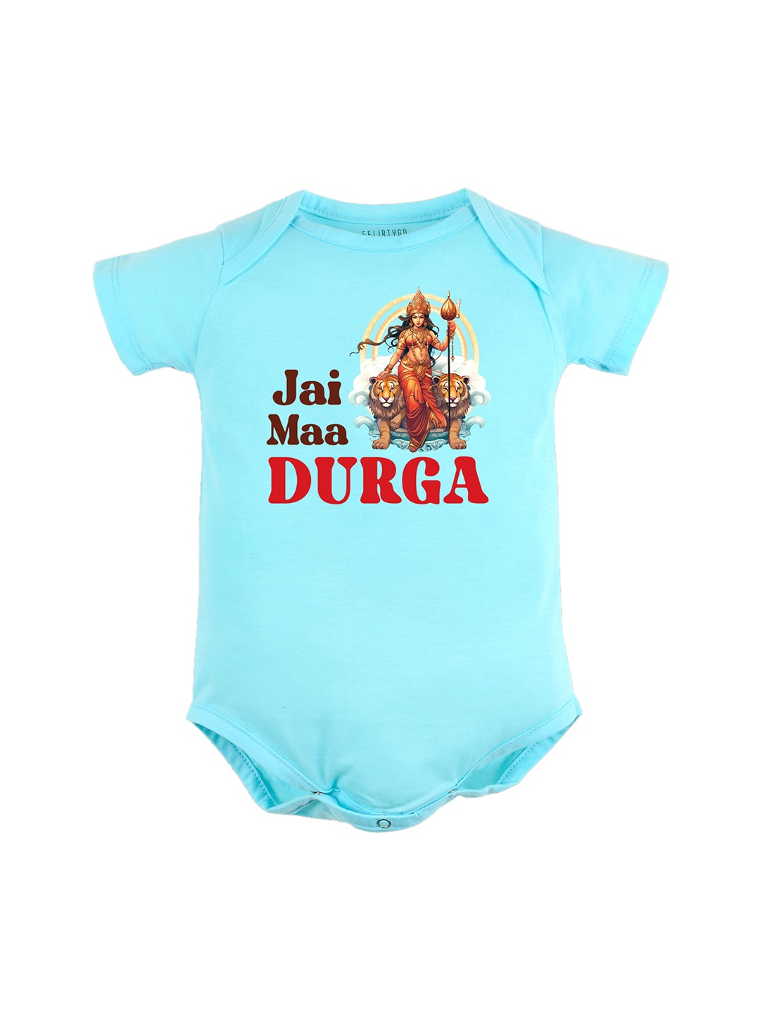 

FFLIRTYGO Kids Durga Puja & Navratri Special Pure Cotton Bodysuit, Turquoise blue