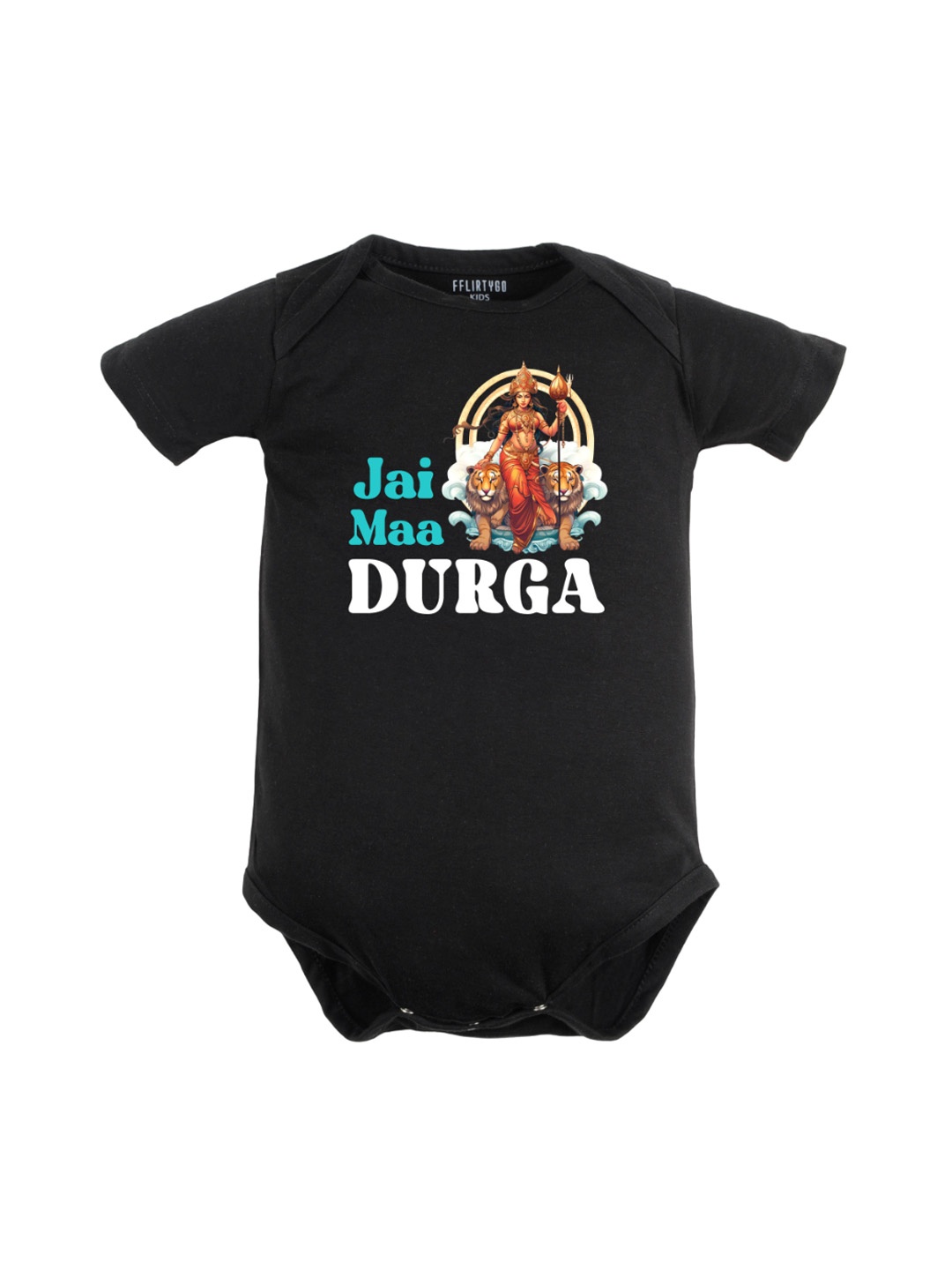 

FFLIRTYGO Infants Durga Puja & Navratri Special Pure Cotton Bodysuit, Black