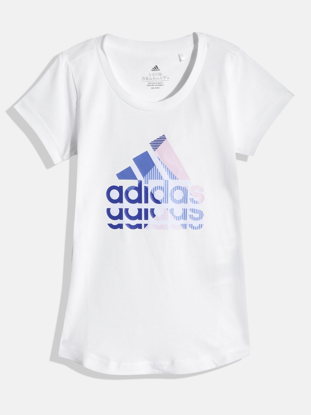 

ADIDAS Kids Brand Logo Print Pure Cotton T-shirt, White