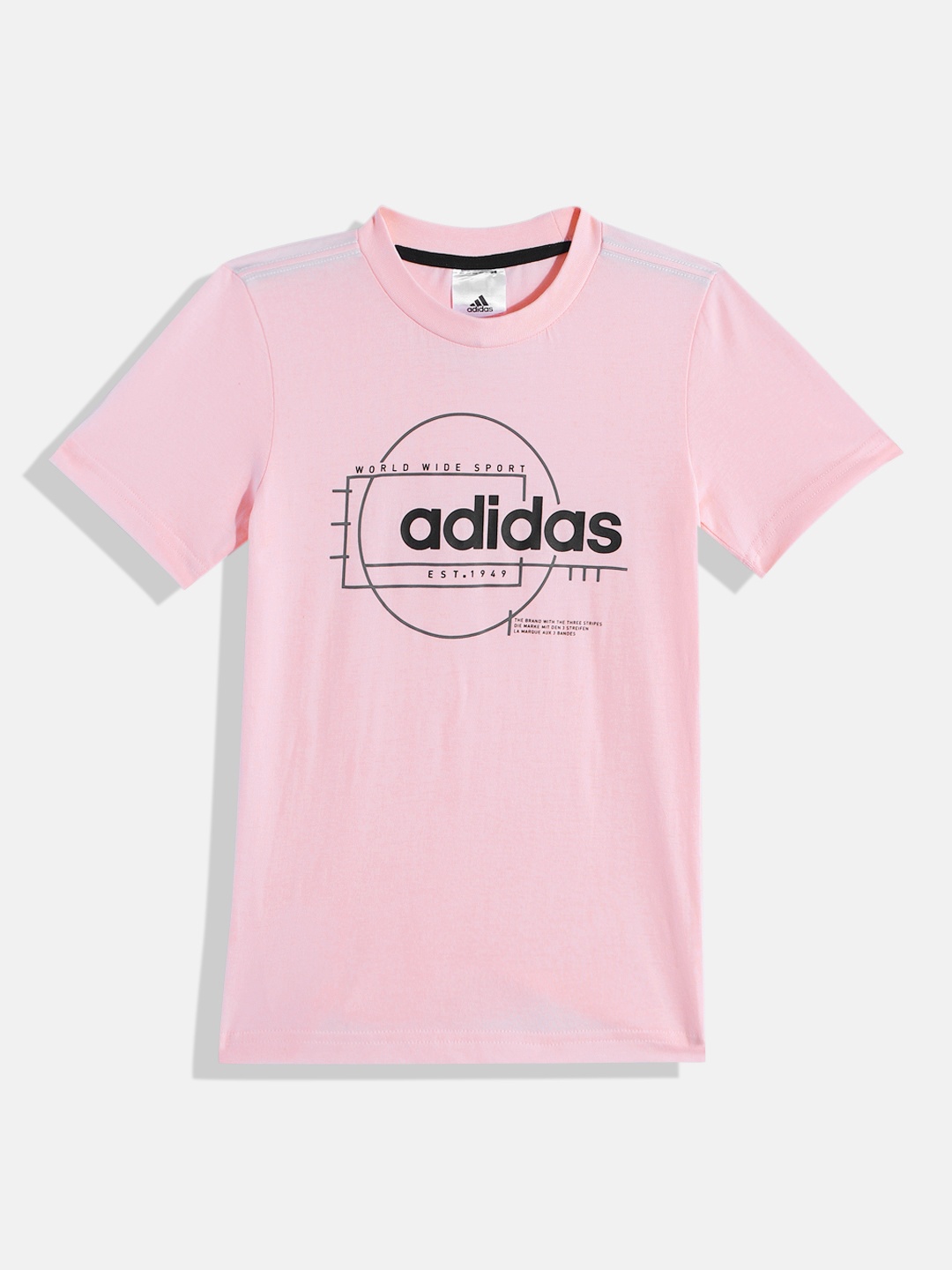 

ADIDAS Kids Brand Logo Pure Cotton T-shirt, Pink