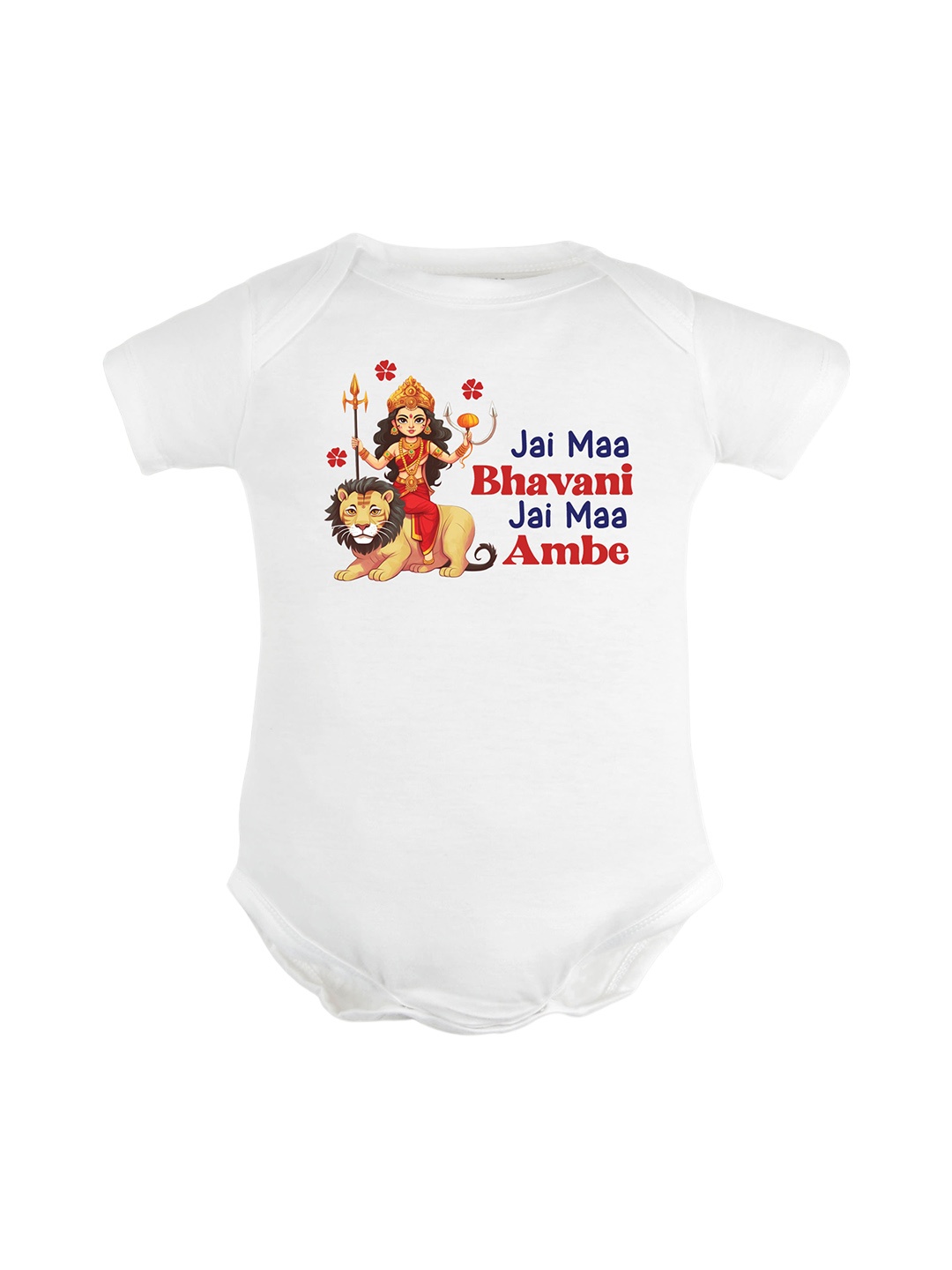 

FFLIRTYGO Infants Durga Puja Special Printed Pure Cotton Bodysuit, White