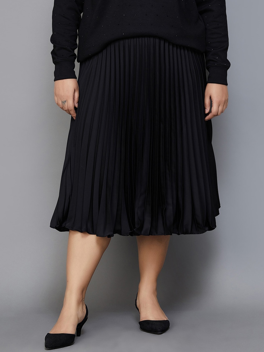 

Nexus by Lifestyle Plus Size A-Line Accordion Pleated Skirt, Black