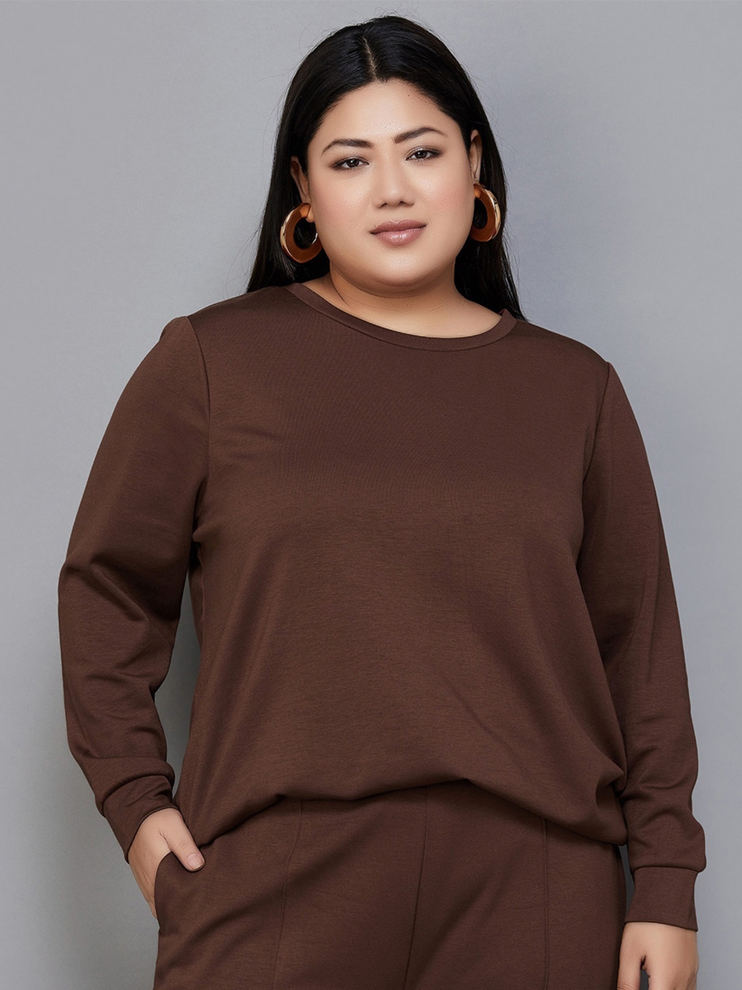 

Nexus by Lifestyle Plus Size Round Neck Sweatshirt, Brown