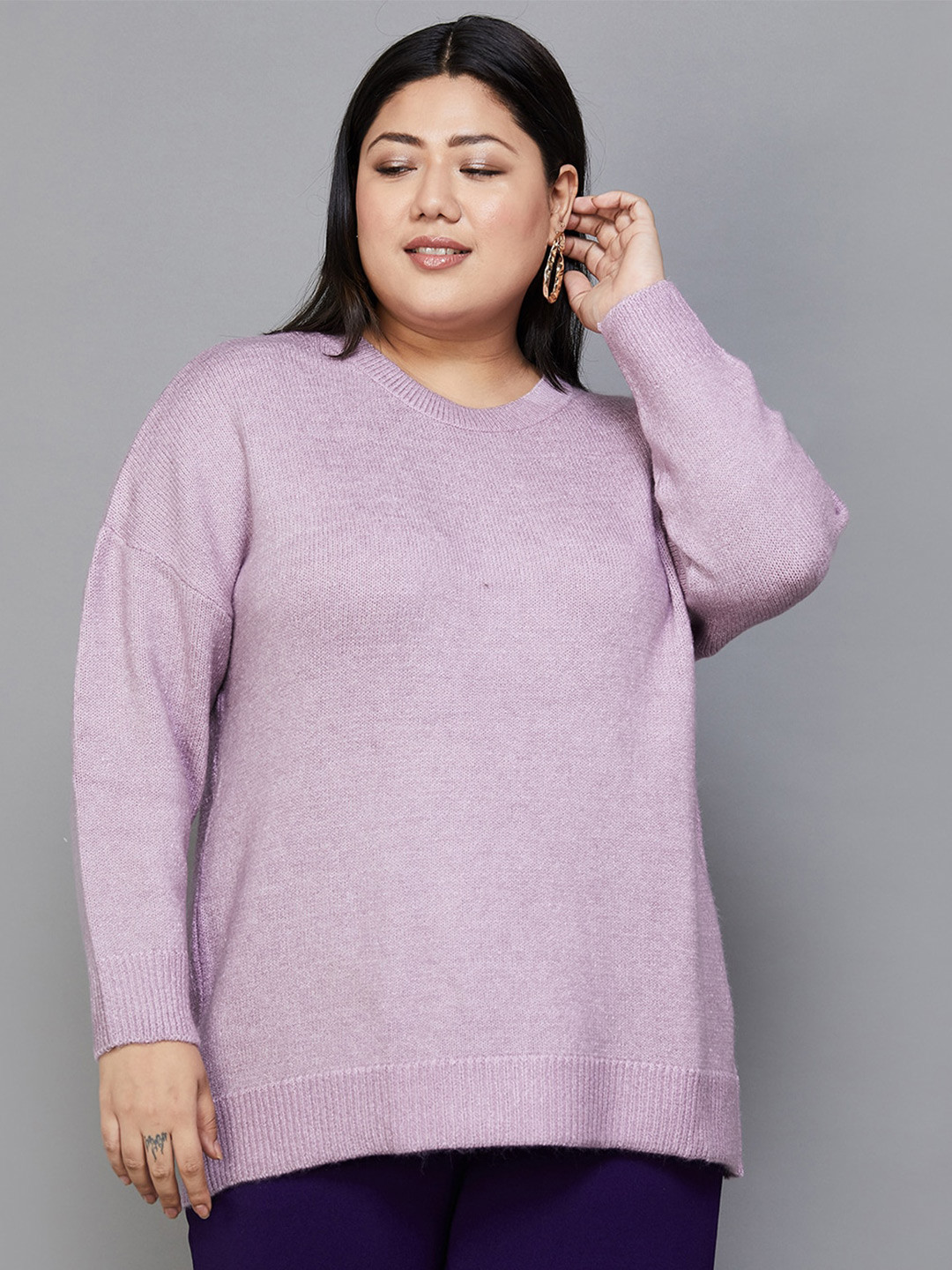 

Nexus by Lifestyle Plus Size V-Neck Drop Shoulder Top, Lavender