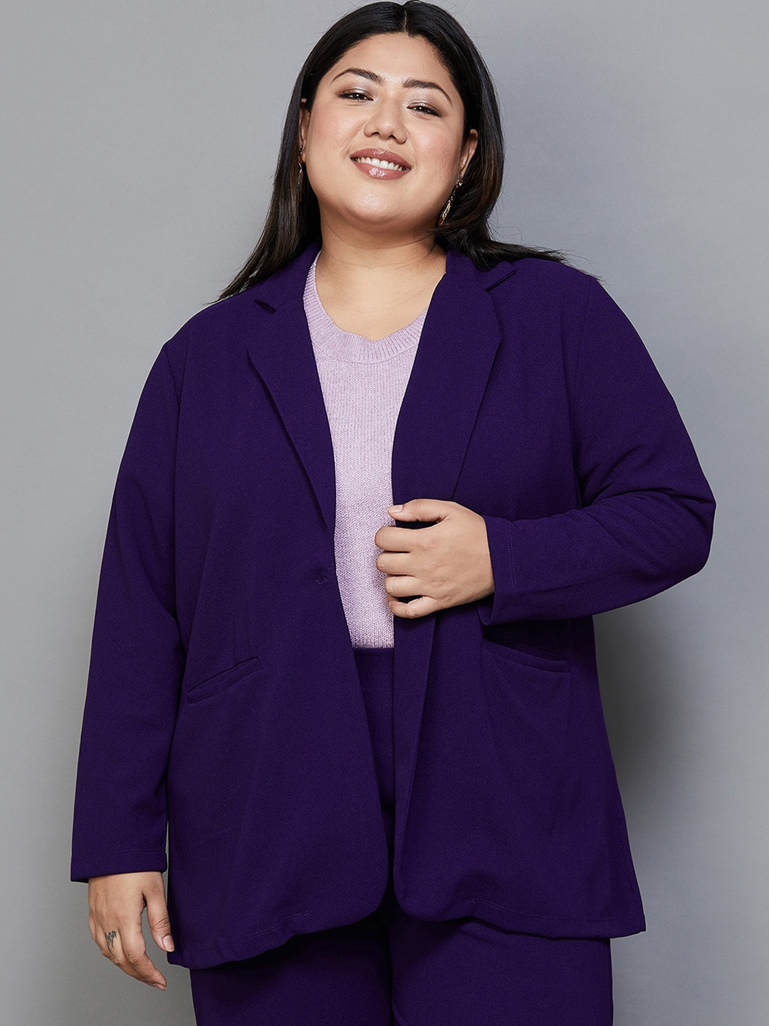 

Nexus by Lifestyle Women Plus Size Longline Tailored Jacket, Purple