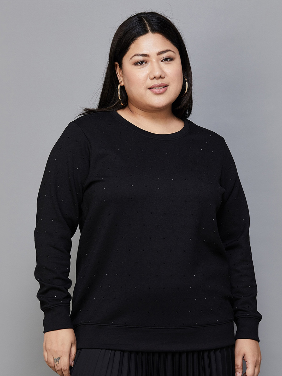 

Nexus by Lifestyle Plus Size Round Neck Sweatshirt, Black