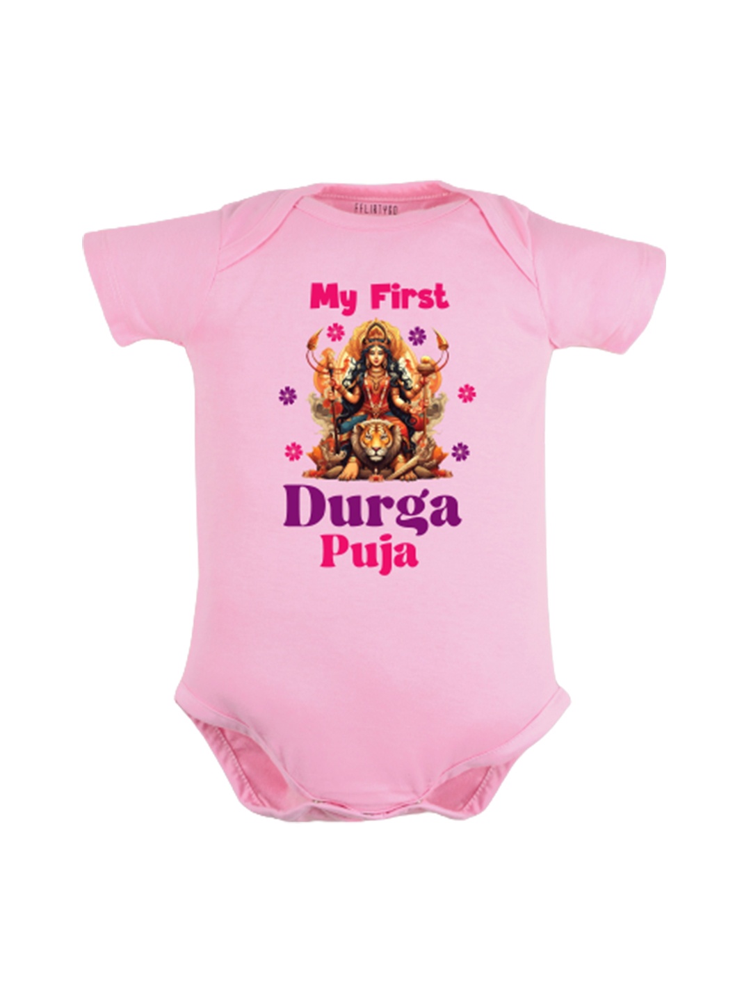 

FFLIRTYGO Infant Kinds Durga Puja Special Printed Pure Cotton Bodysuit, Pink