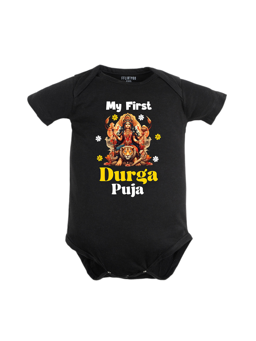

FFLIRTYGO Infants Graphic Printed Pure Cotton Bodysuit, Black