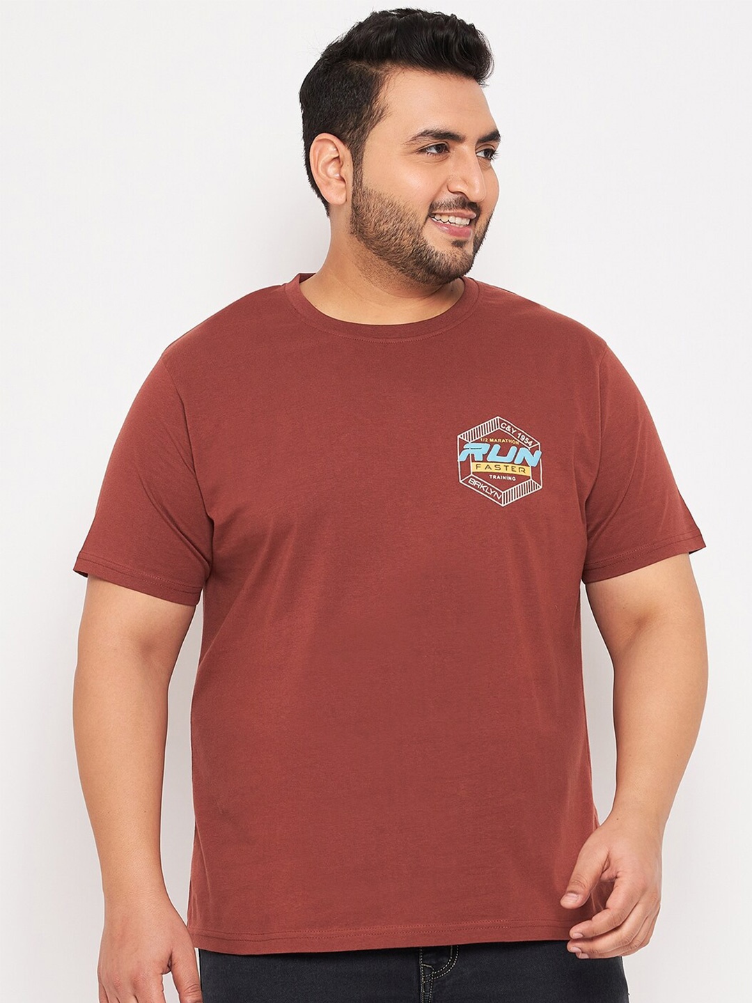 

Club York Plus Size Cotton T-shirt, Brown