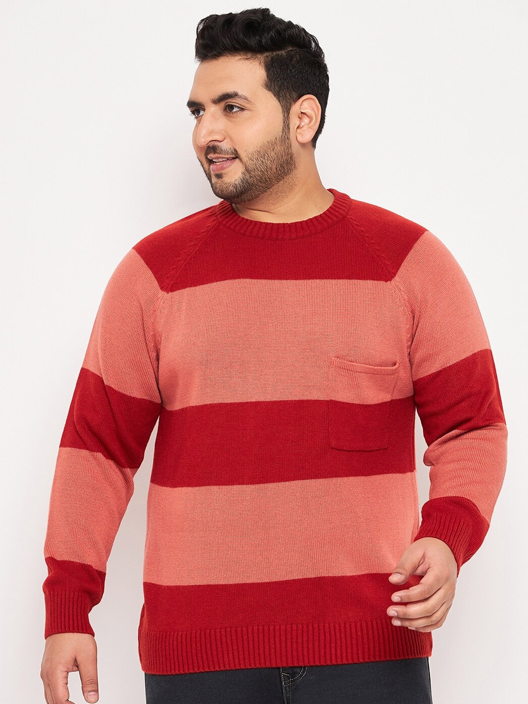 

Club York Plus Size Colourblocked Acrylic Pullover, Rust