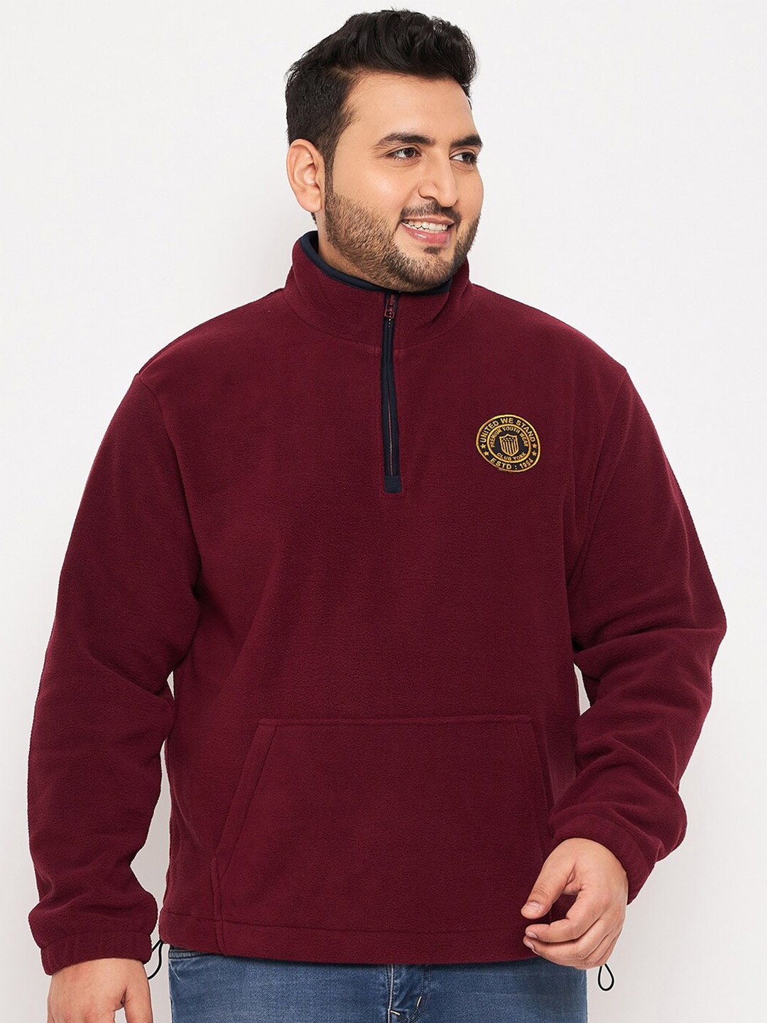 

Club York Plus Size Mock Neck Fleece Pullover Sweatshirt, Maroon
