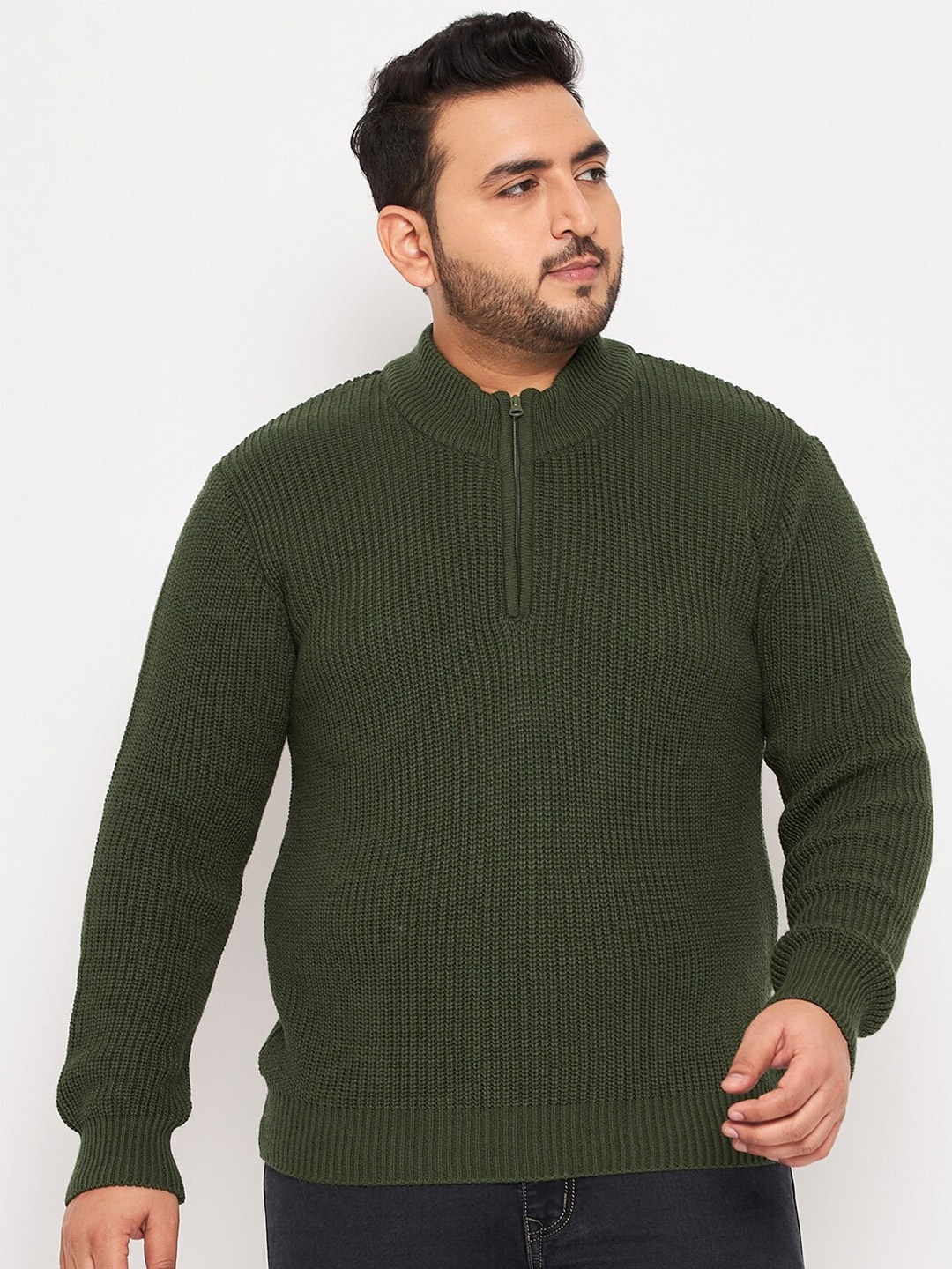 

Club York Plus Size Ribbed Acrylic Pullover Sweaters, Olive