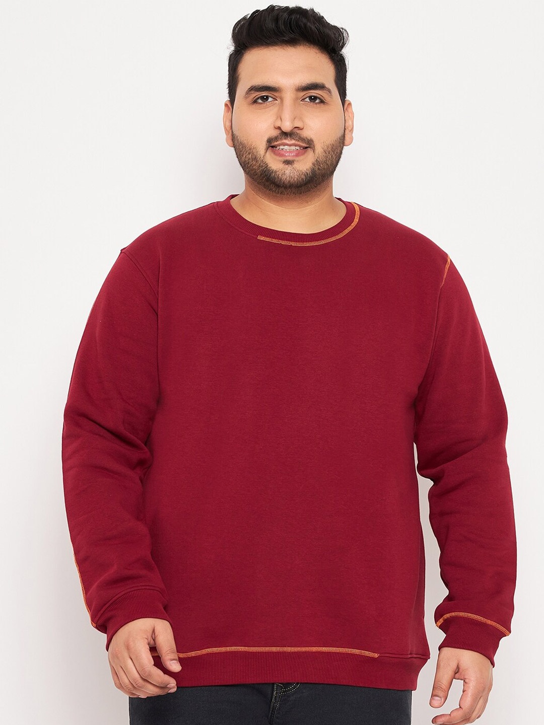 

Club York Plus Size Round Neck Fleece Sweatshirt, Maroon