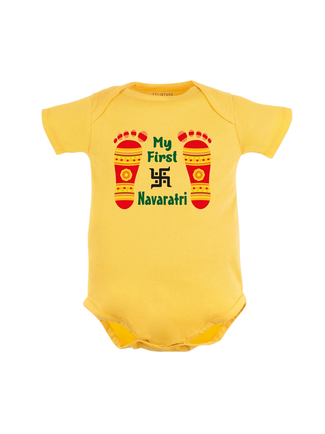 

FFLIRTYGO Infants Durga Puja & Navratri Special Pure Cotton Bodysuit, Yellow