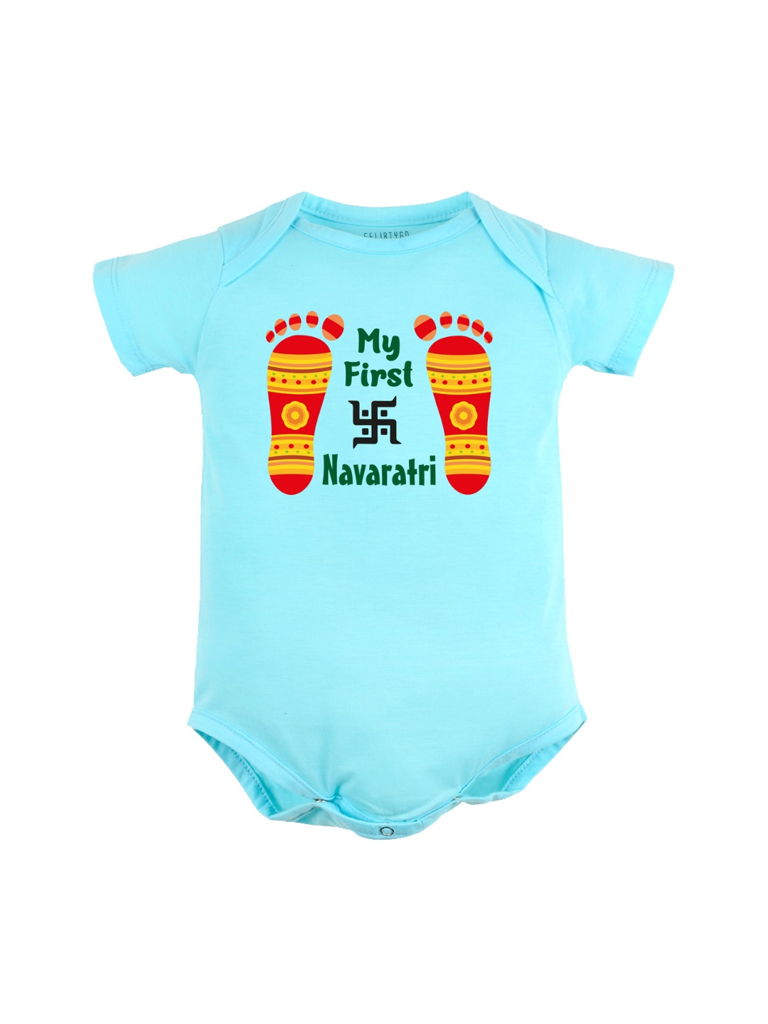 

FFLIRTYGO Infant Kids Durga Puja & Navratri Special Pure Cotton Rompers, Turquoise blue