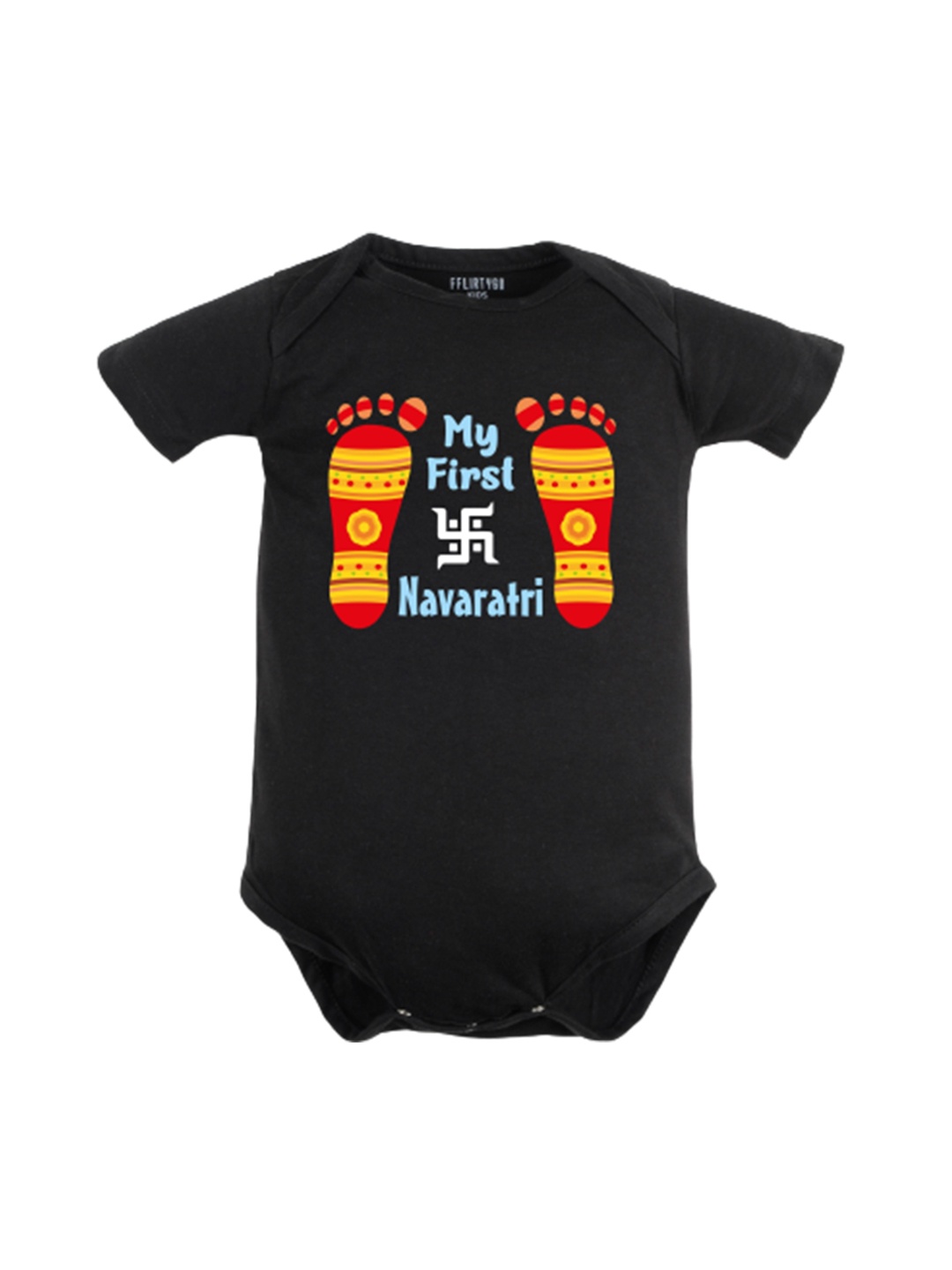 

FFLIRTYGO Infant Kinds Durga Puja & Navratri Special Pure Cotton Bodysuit, Black