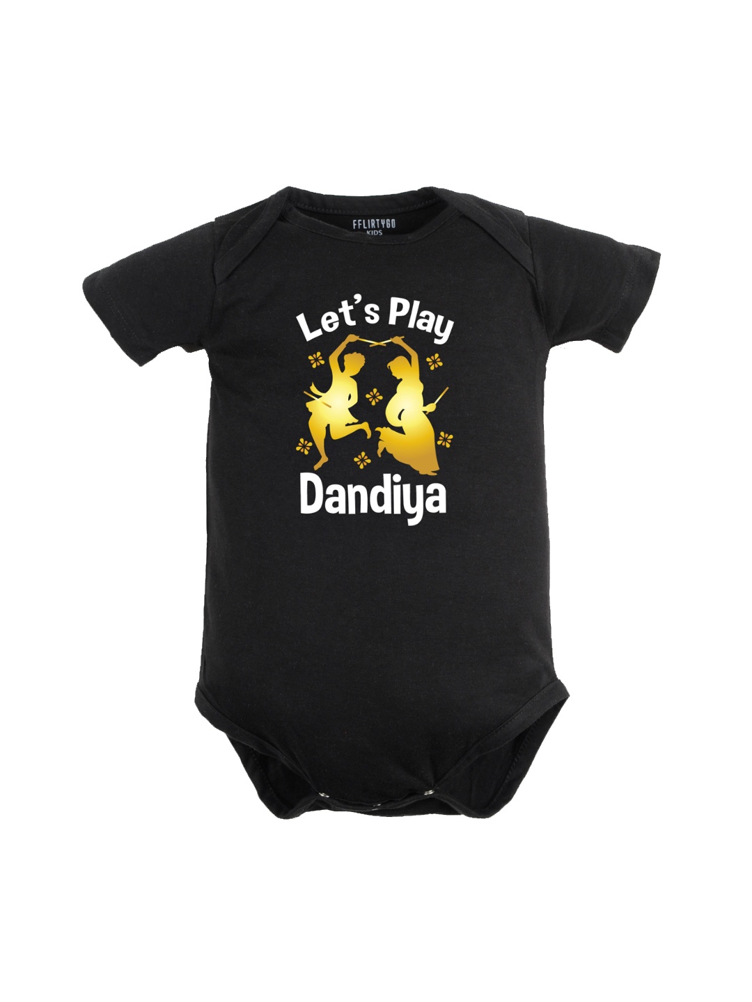 

FFLIRTYGO Infants Durga Puja Special Pure Cotton Bodysuit, Black
