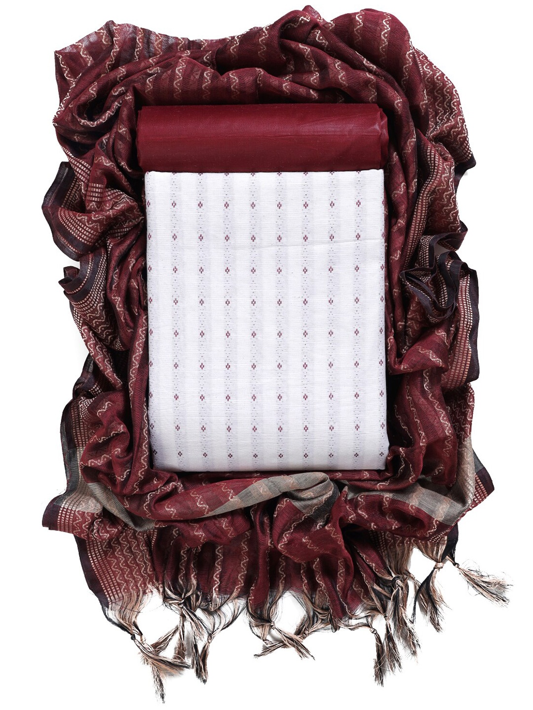 

Sun Fashion And Lifestyle Ethnic Motifs Woven Design Unstitched Dress Material, Maroon