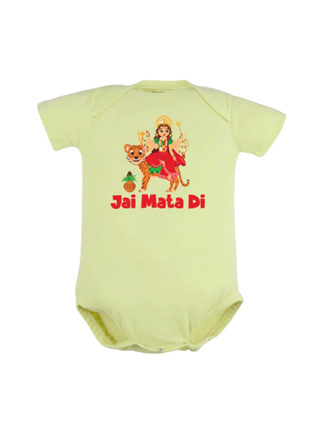 

FFLIRTYGO Infants Pure Cotton Durga Puja Special Printed Bodysuit, Green