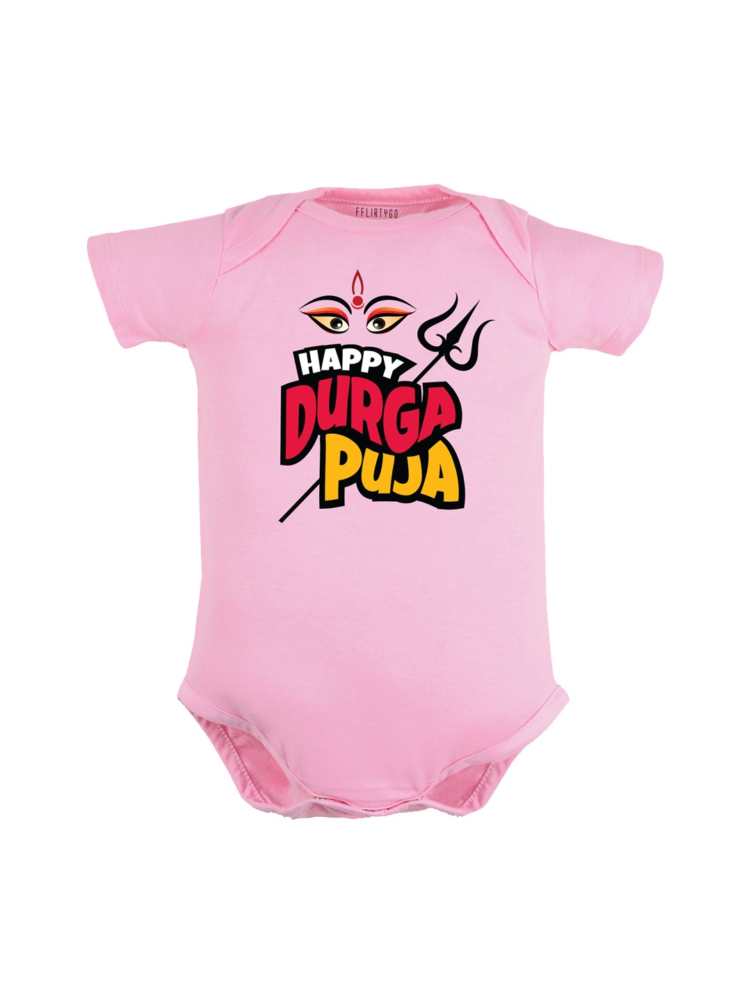 

FFLIRTYGO Infant Kids Durga Puja Special Printed Pure Cotton Bodysuit, Pink