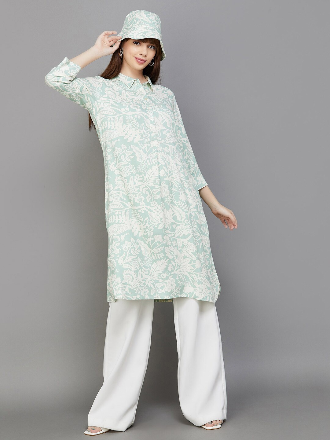 

Colour Me by Melange Floral Printed Tunic, Teal