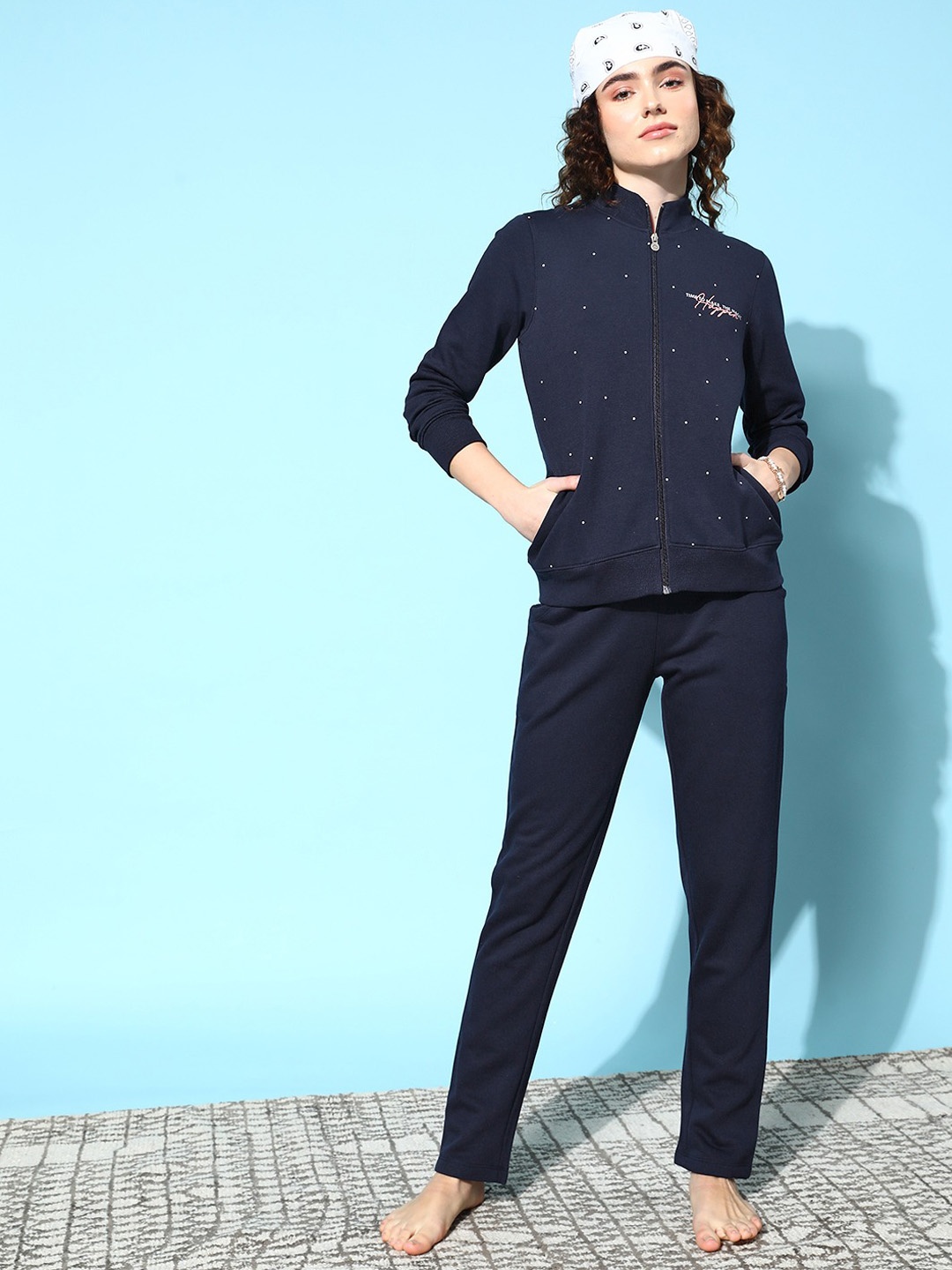 

Sweet Dreams Women Printed Night suit, Navy blue