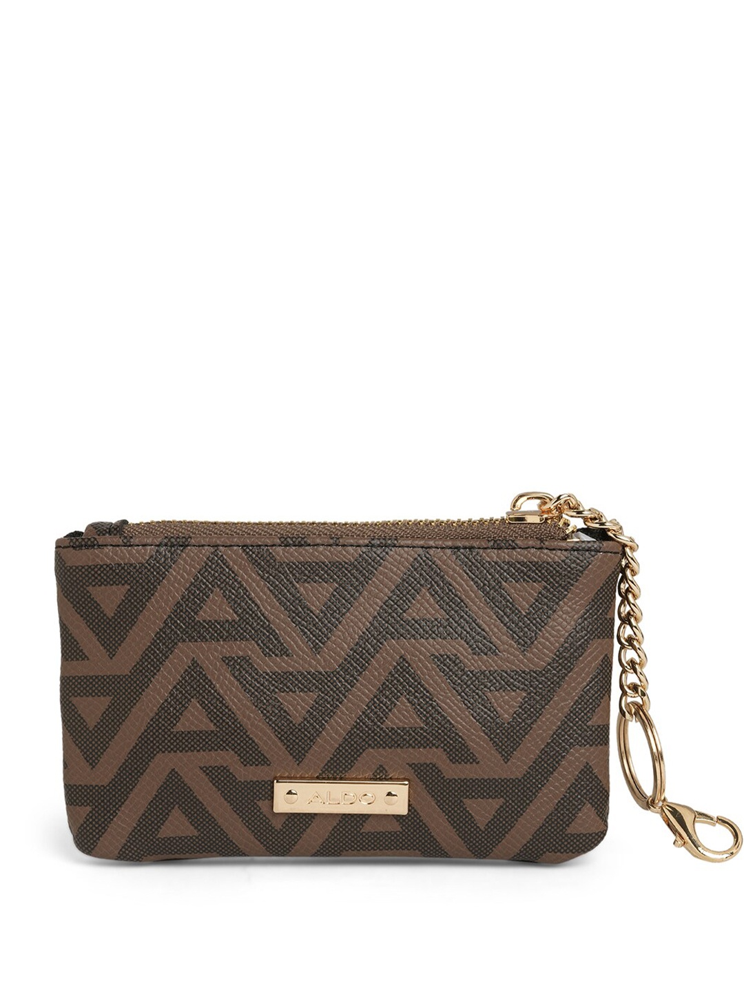 

ALDO Women Brand Logo Printed Coin Purse Wallet, Brown