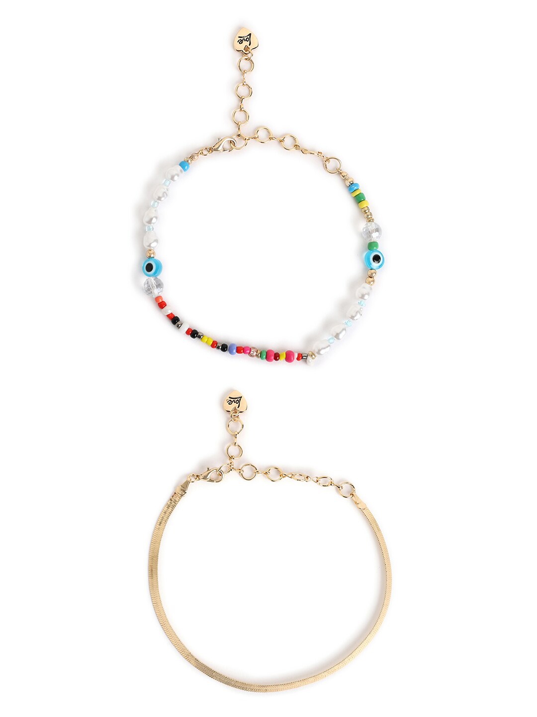 

ALDO Set Of 2 Beaded Link Bracelets, Gold