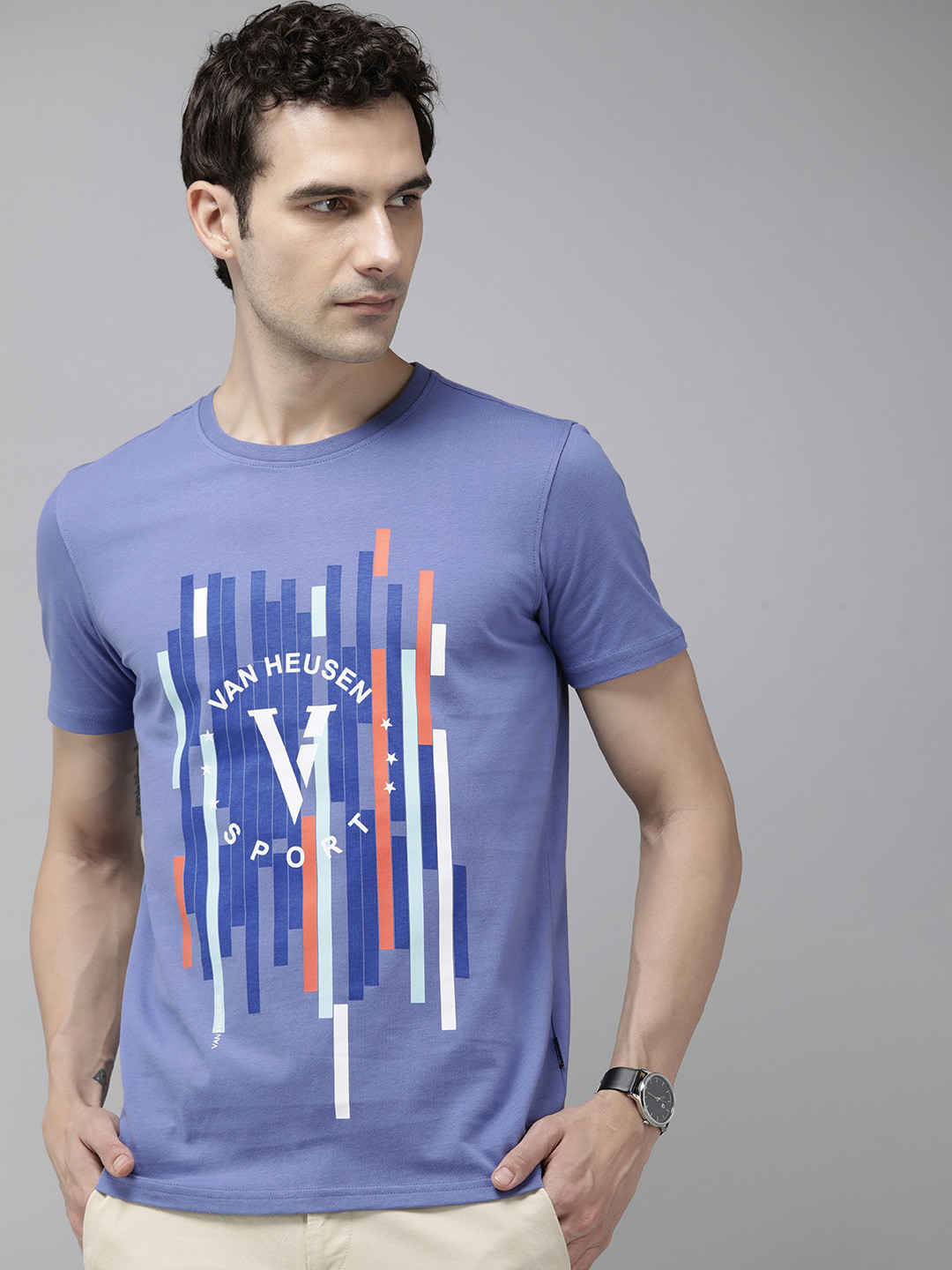 

Van Heusen Sport Printed Pure Cotton T-shirt, Blue