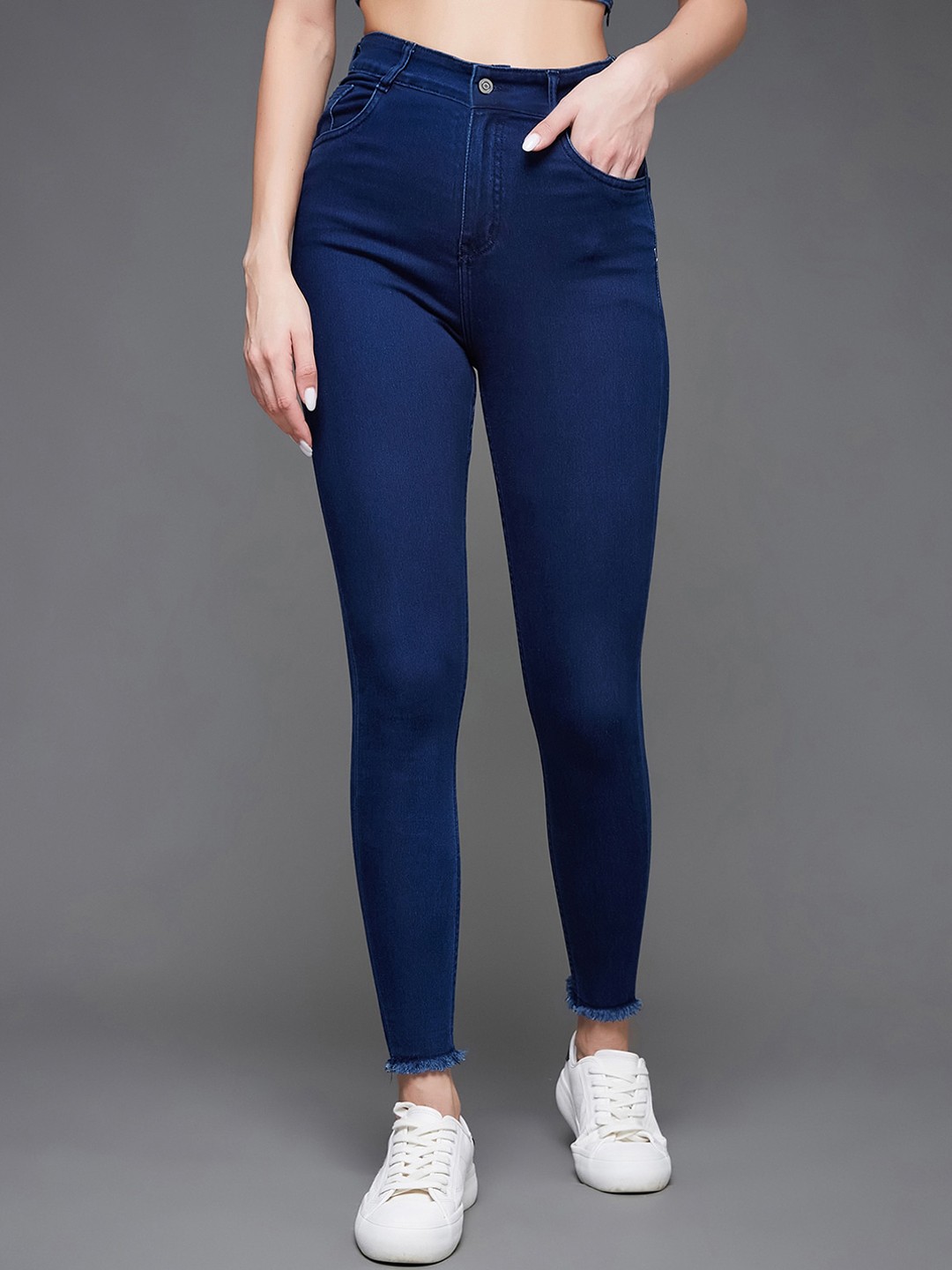 

Miss Chase Women Skinny Fit High-Rise Clean Look Jeans, Blue