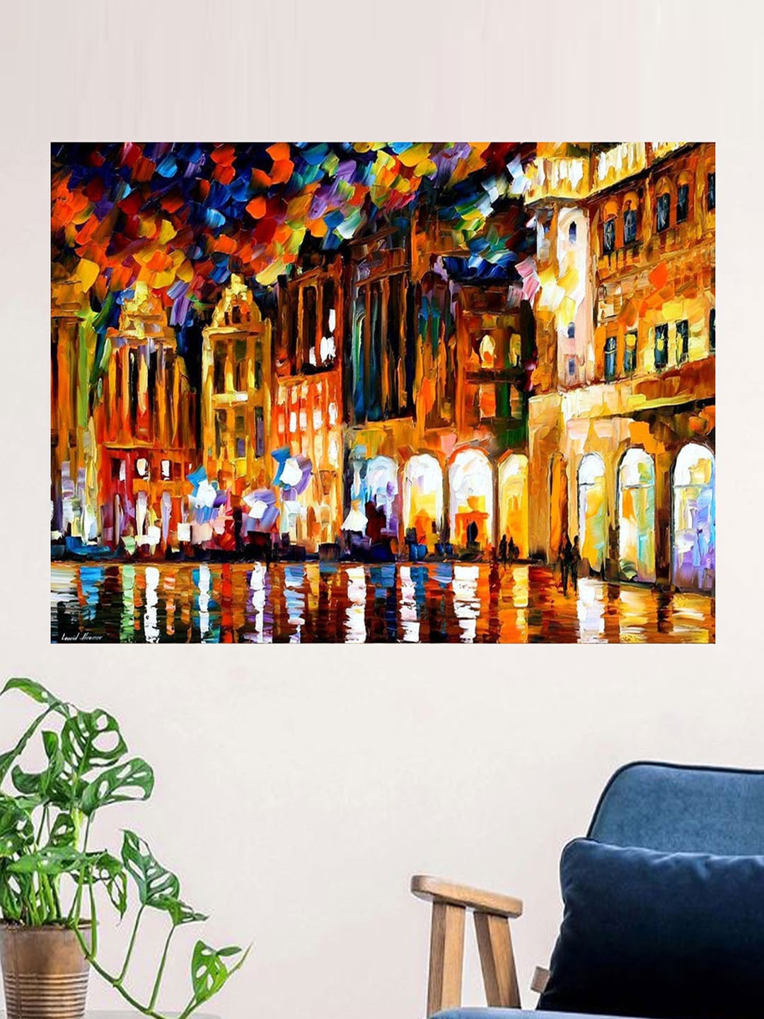 

Gallery99 Orange & Yellow Roman Built Oil Painted Canvas Rolled Unframed Wall Art