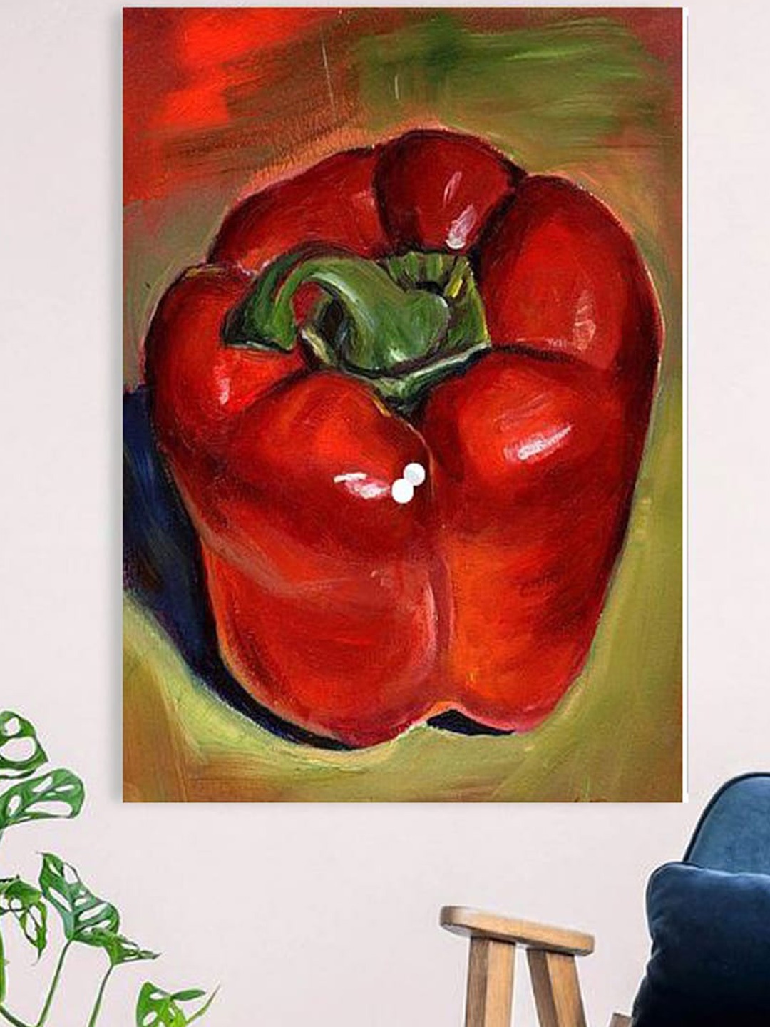 

Gallery99 Red One Red Capsicum Oil Painted Canvas Rolled Unframed Wall Art