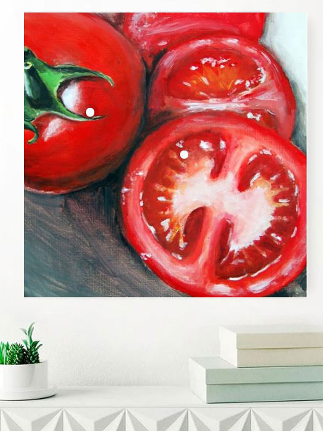 

Gallery99 Red Half Cutted Tomatoes Oil Painted Canvas Rolled Unframed Wall Art