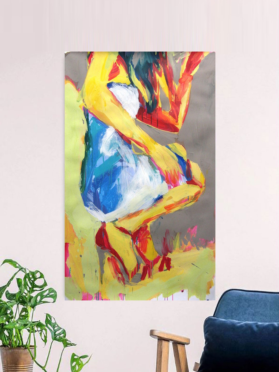 

Gallery99 Orange & Blue Lady Oil Painted Canvas Rolled Unframed Wall Art