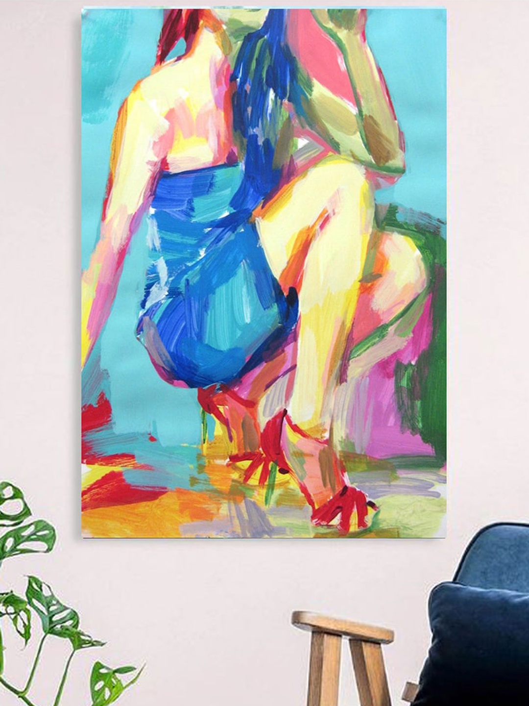 

Gallery99 Blue & Green Beautiful Lady Oil Painted Canvas Rolled Unframed Wall Art