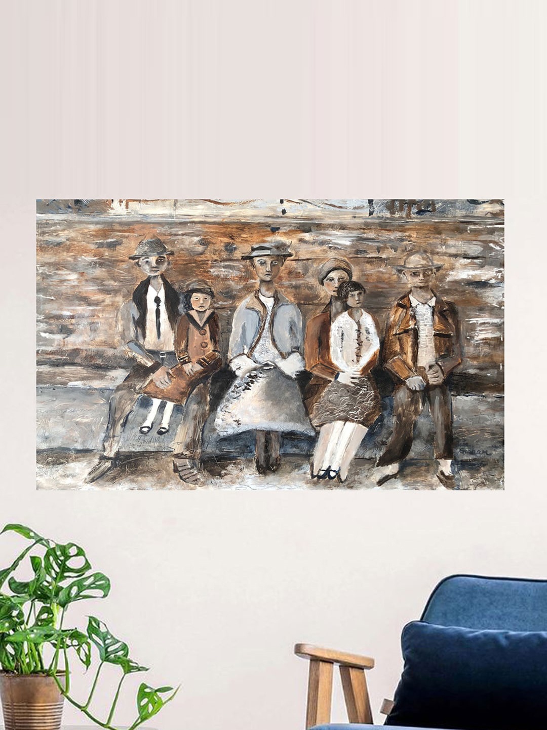 

Gallery99 Brown People On Roadside Oil Painted Canvas Rolled Unframed Wall Art