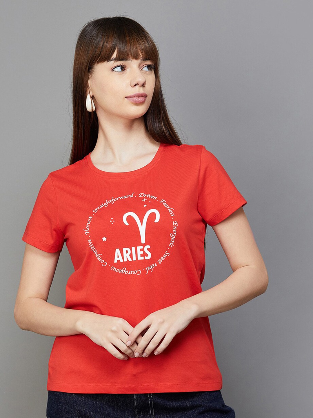 

Fame Forever by Lifestyle Typography Printed Pure Cotton Top, Red