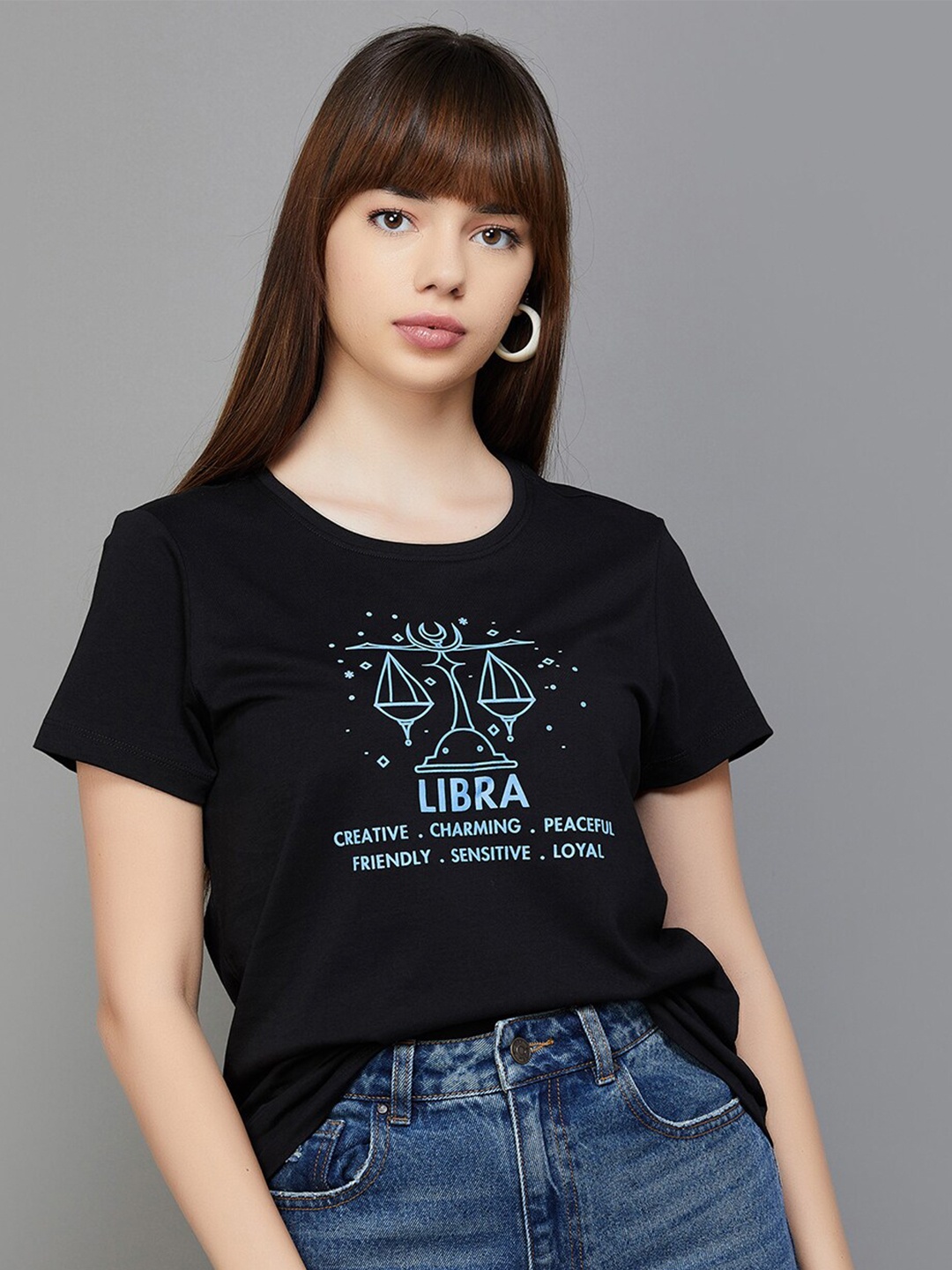 

Fame Forever by Lifestyle Typography Printed Pure Cotton Top, Black