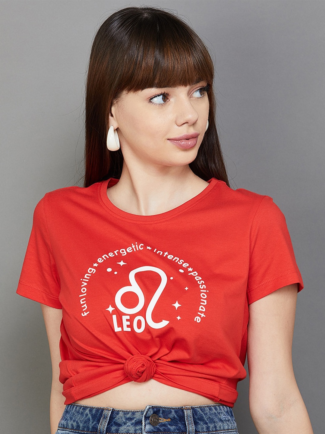 

Fame Forever by Lifestyle Typography Printed Pure Cotton Top, Red