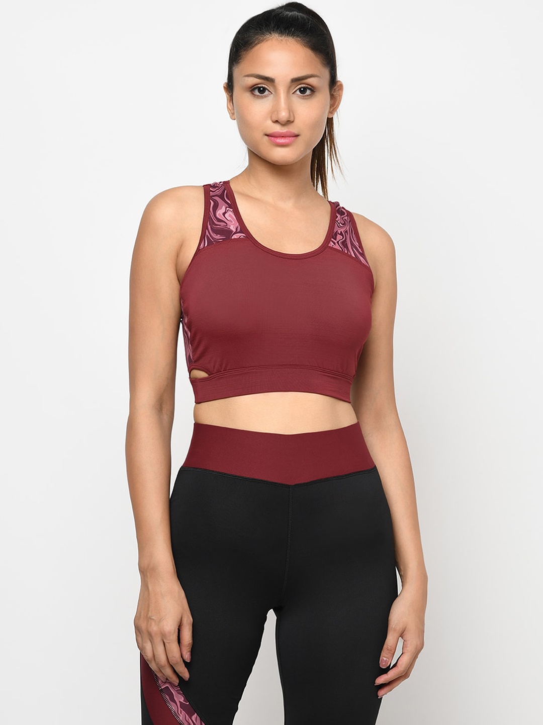 

URKNIT Sleeveless High Rise Bra & Tights, Maroon
