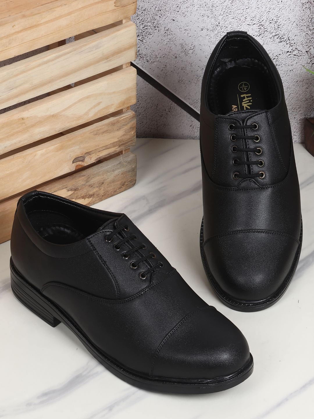 

HikBi Men Leather Anti-Skid Stability Formal Oxfords, Black