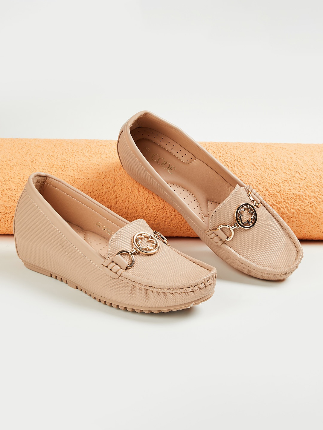 

CODE by Lifestyle Women Square Toe Comfort Insole Loafers, Beige