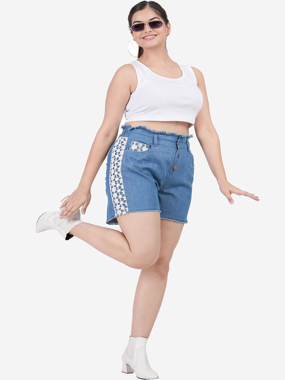 

SUMAVI-FASHION Women Skinny Fit Denim Shorts, Blue