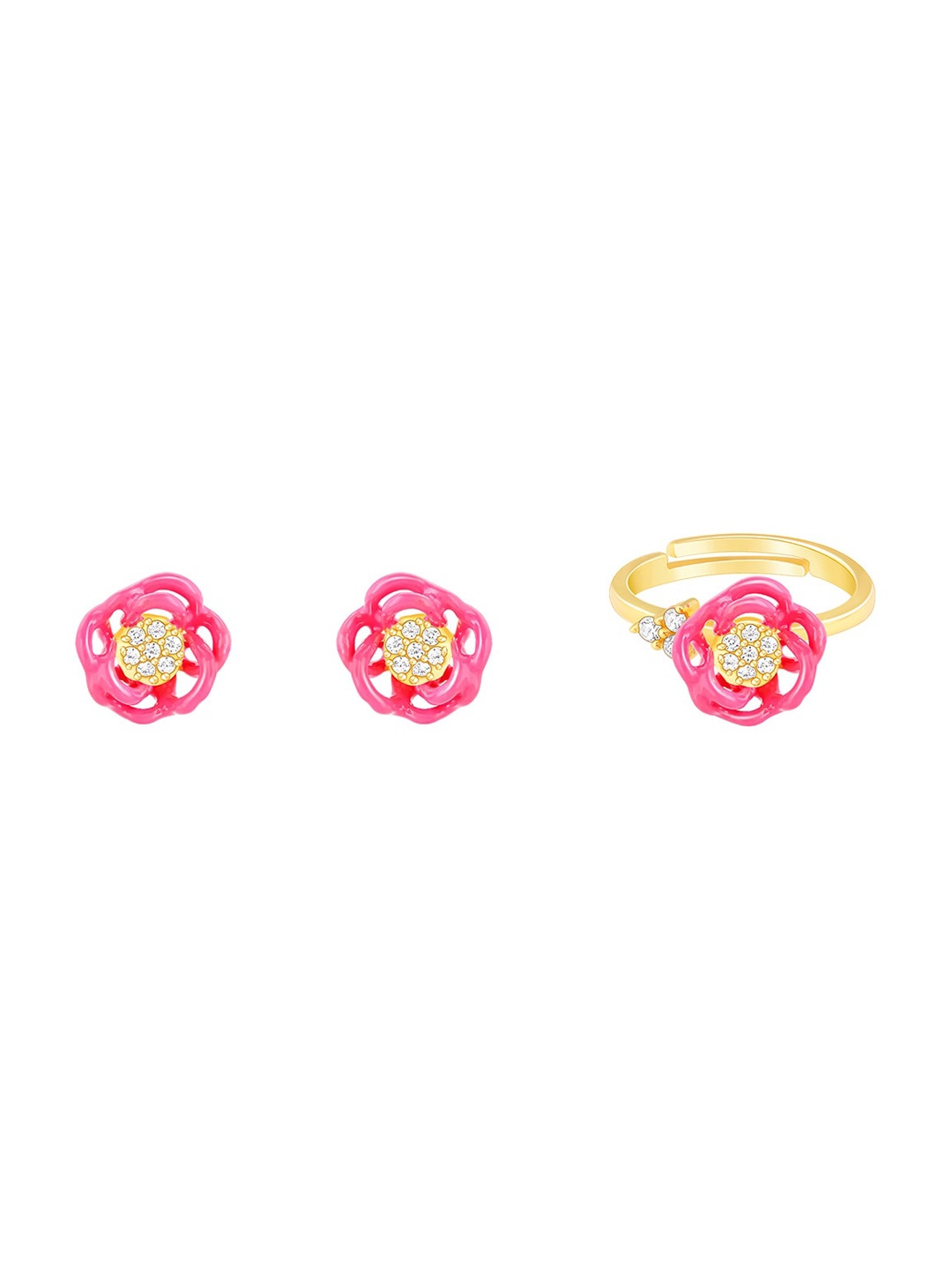 

GIVA 92.5 Sterling Silver Gold-Plated Bhumi Bramha Kamal Bud Jewellery Set