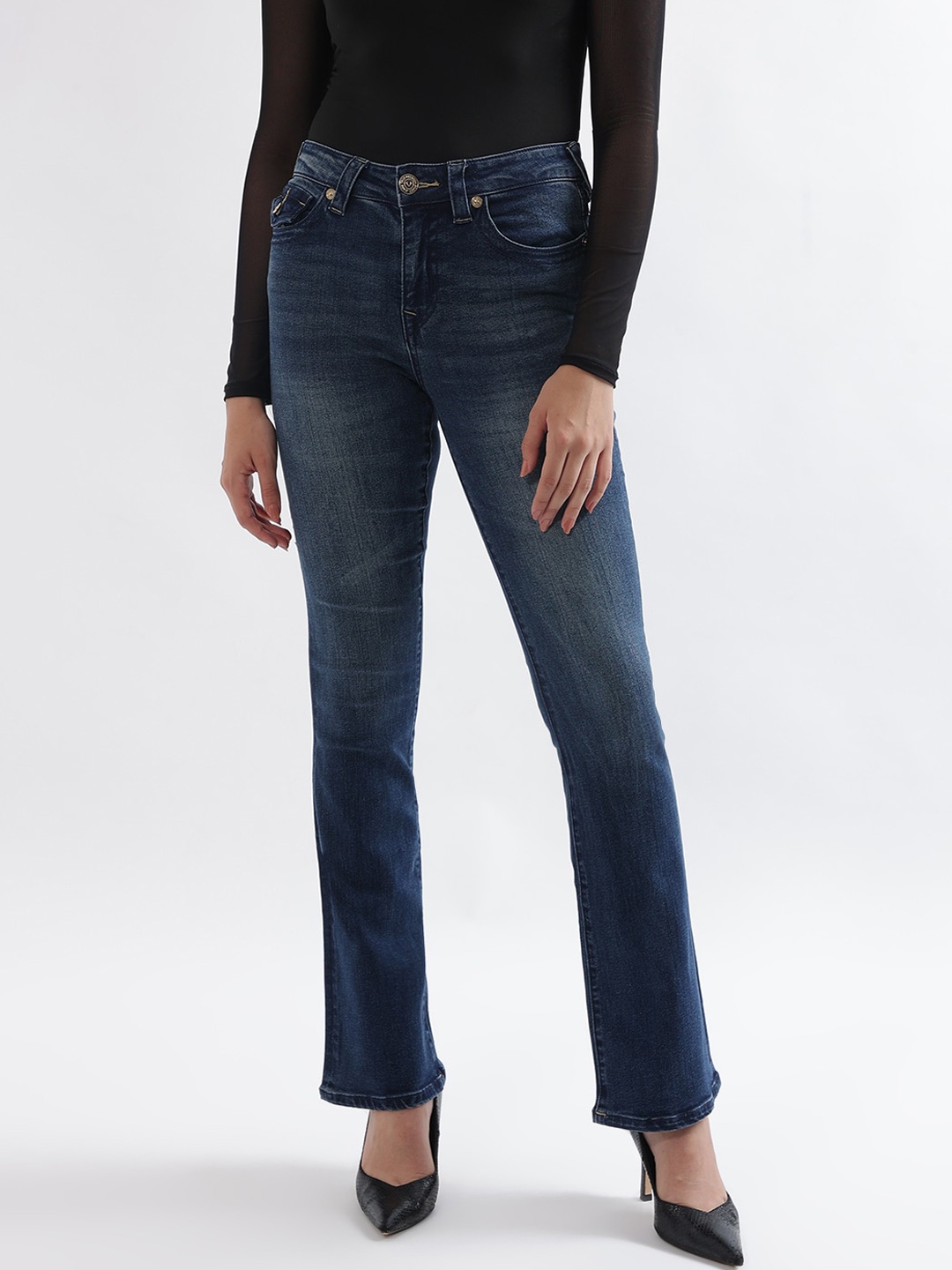 

True Religion Women Super Skinny Fit Clean Look Light Fade Stretchable Jeans, Blue