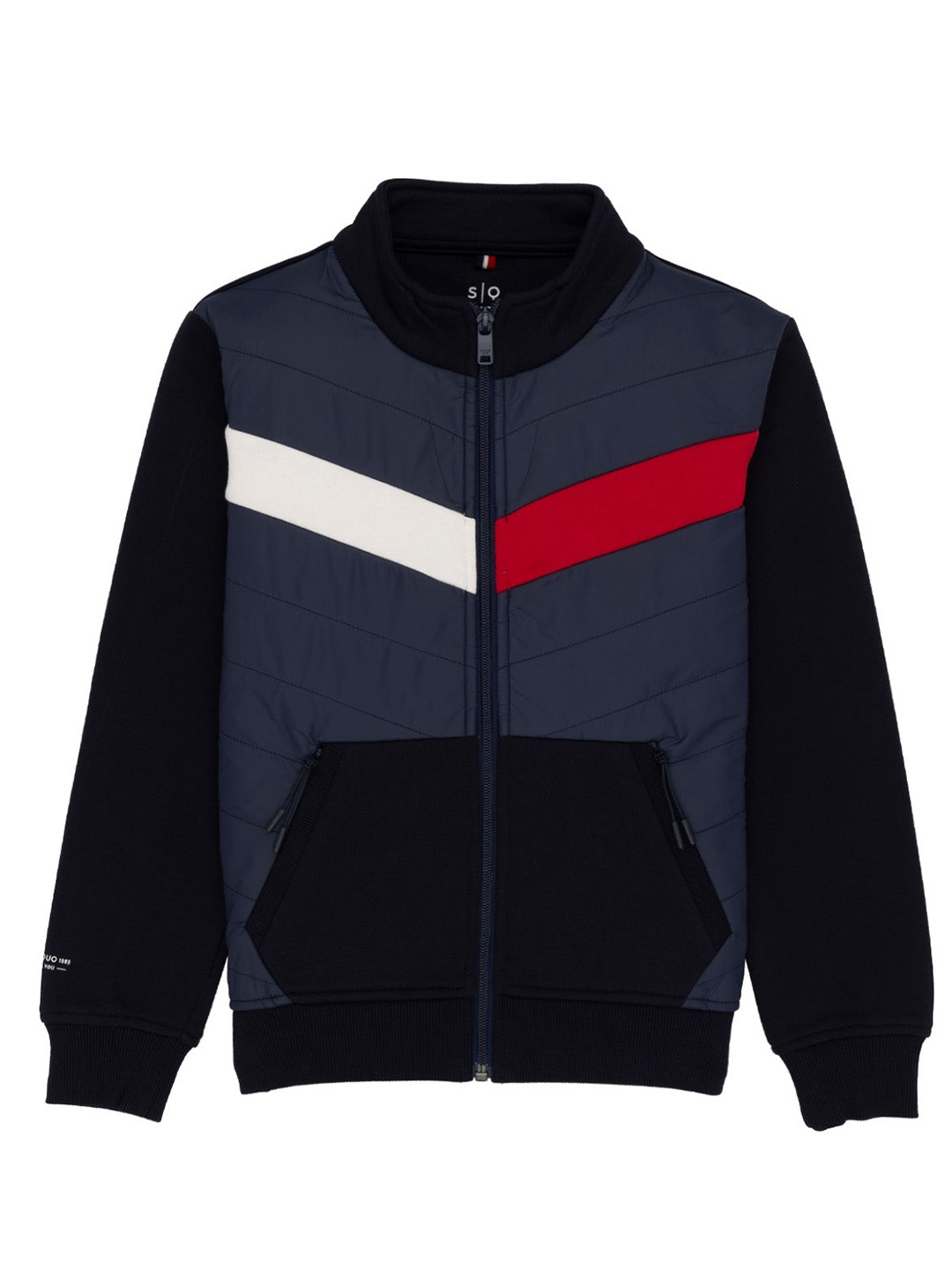 

Status Quo Boys Colourblocked Open Front Sweatshirt, Navy blue