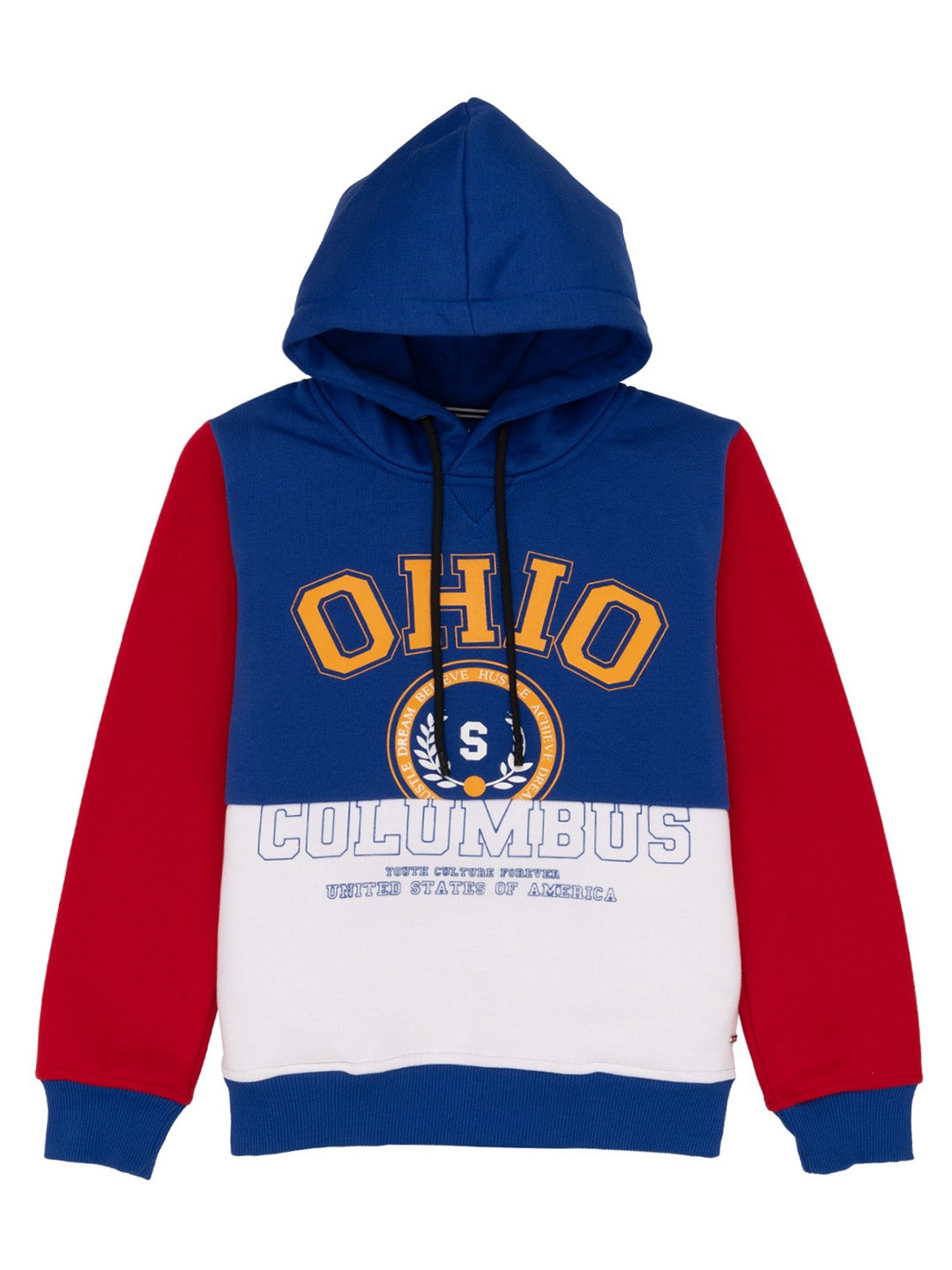 

Status Quo Boys Typography Printed Hooded Cotton Pullover Sweatshirt, Blue