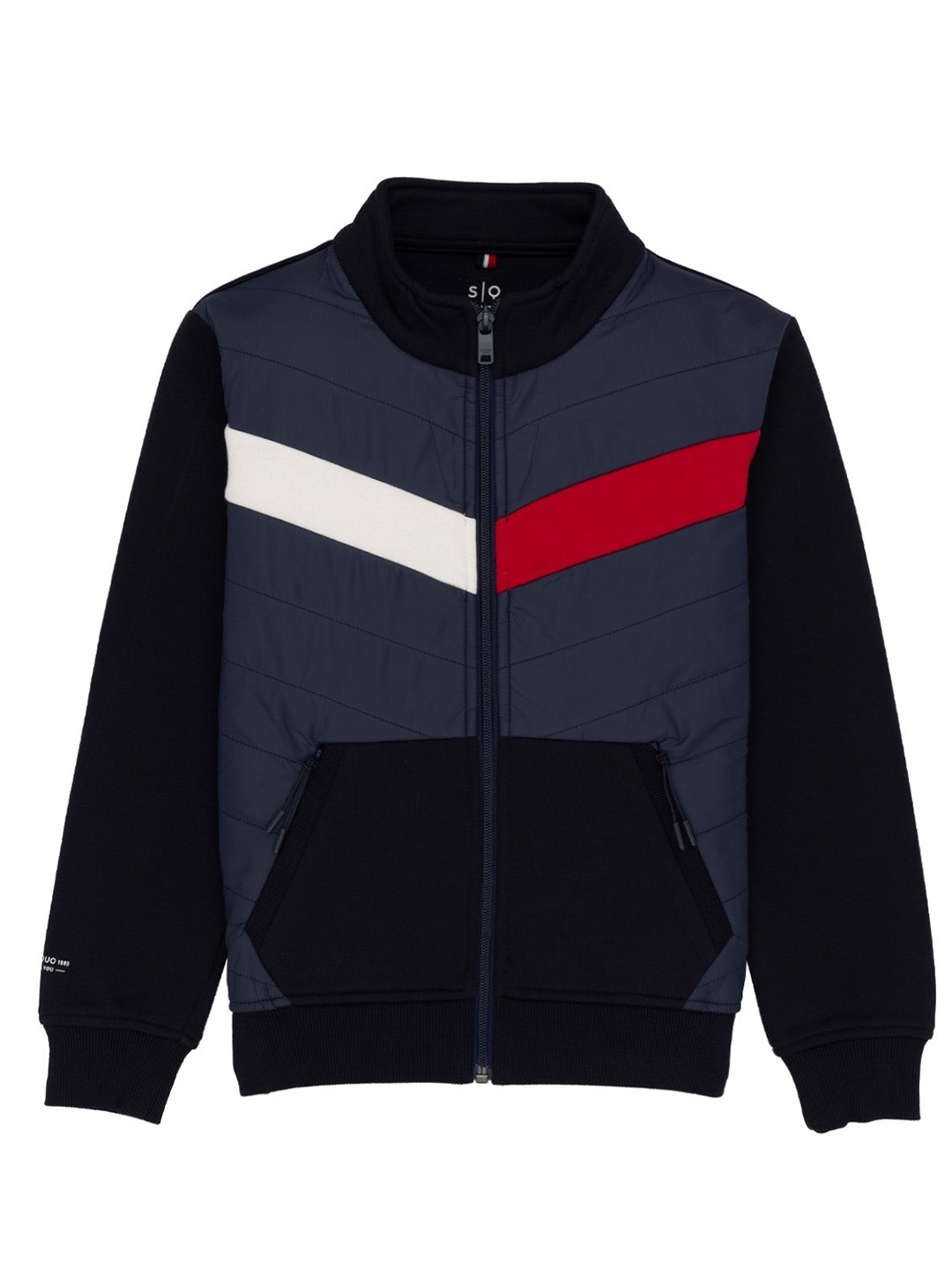 

Status Quo Boys Colourblocked Open Front Sweatshirt, Navy blue