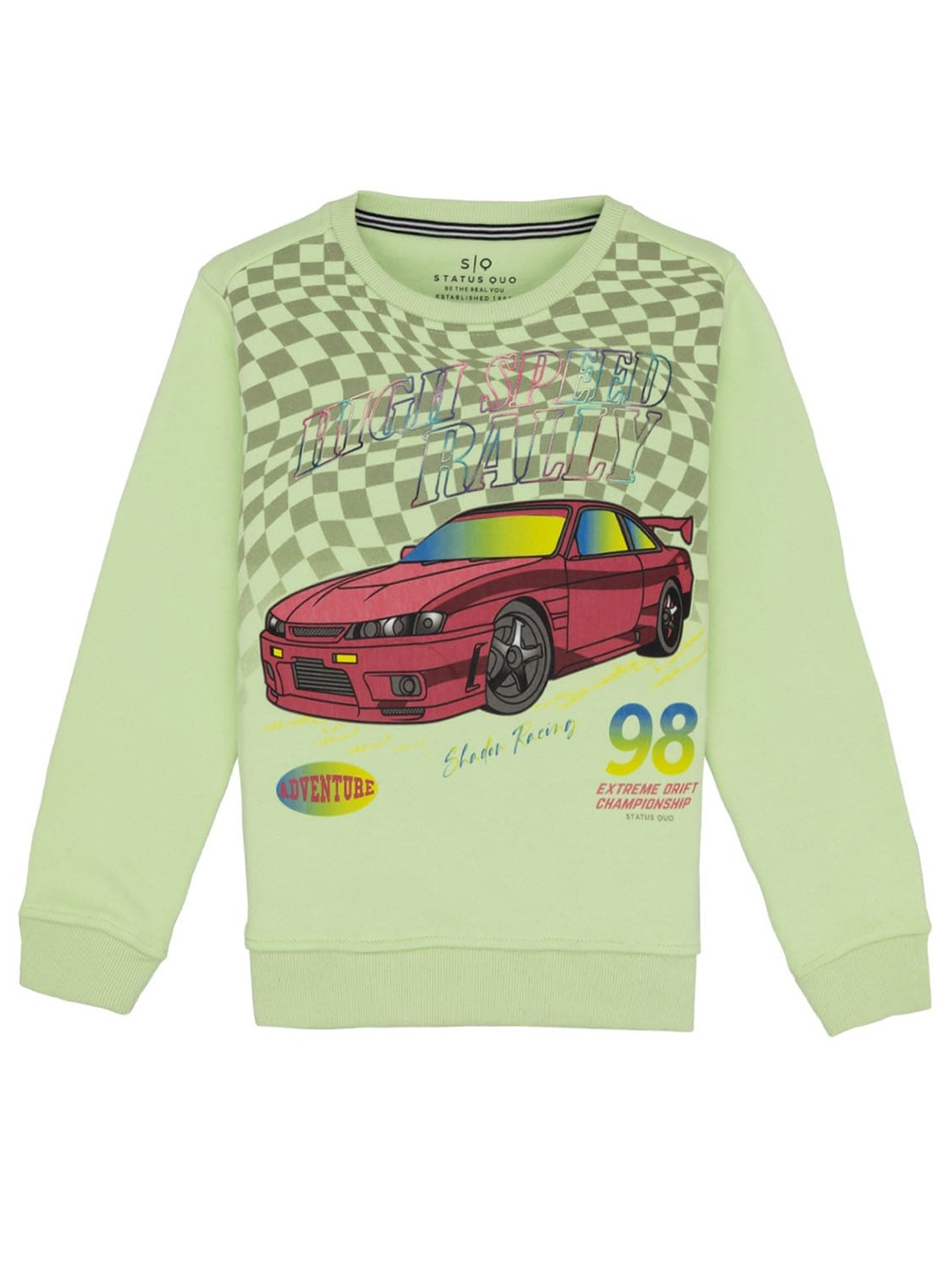 

Status Quo Boys Printed Round Neck Cotton Sweatshirt, Green