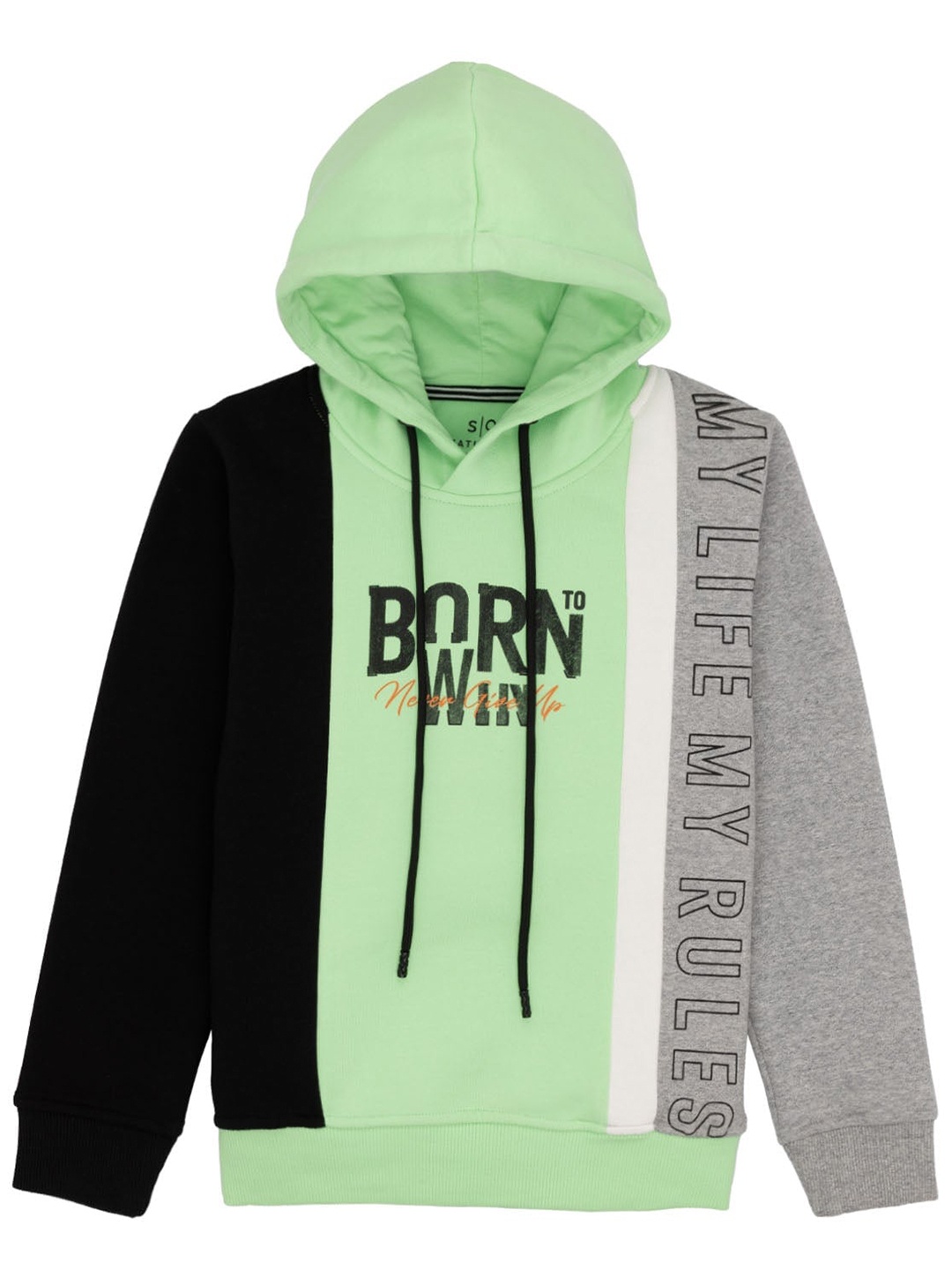 

Status Quo Boys Colourblocked Hooded Pullover, Green